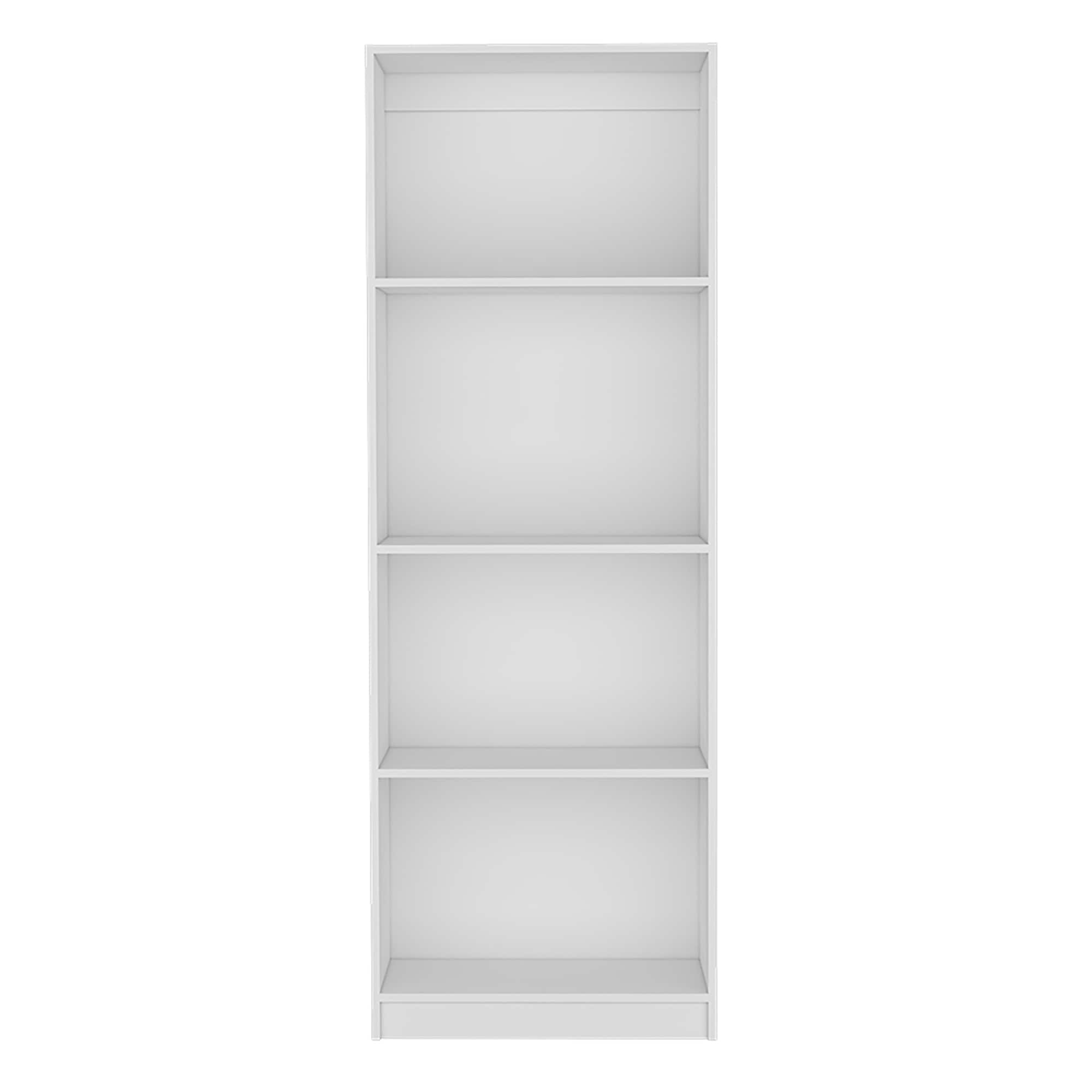 GZMR NBSF-01VD12 Bookcase Benzoni, Office, White White Particleboard 4 -Shelf Bookcase ( 24.7-in W x 71.1-in H x 11.7-in D ) Finished