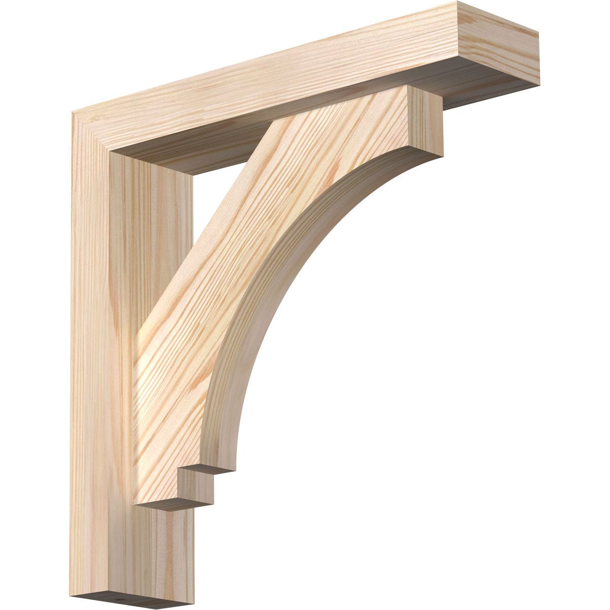 Ekena Millwork 1462905 Imperial Block Smooth Bracket with Offset Brace 3-1/2-in x 14-in x 14-in Douglas fir Brown Wood Standard bracket