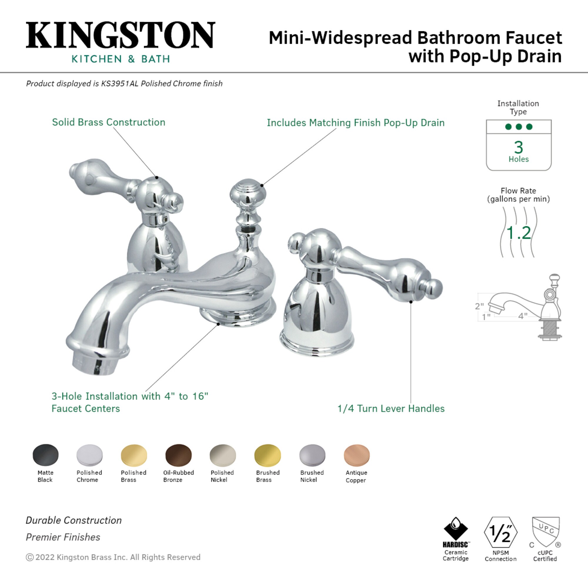 Kingston Brass WLKS395ALAC Lavatory-Faucets - View #3