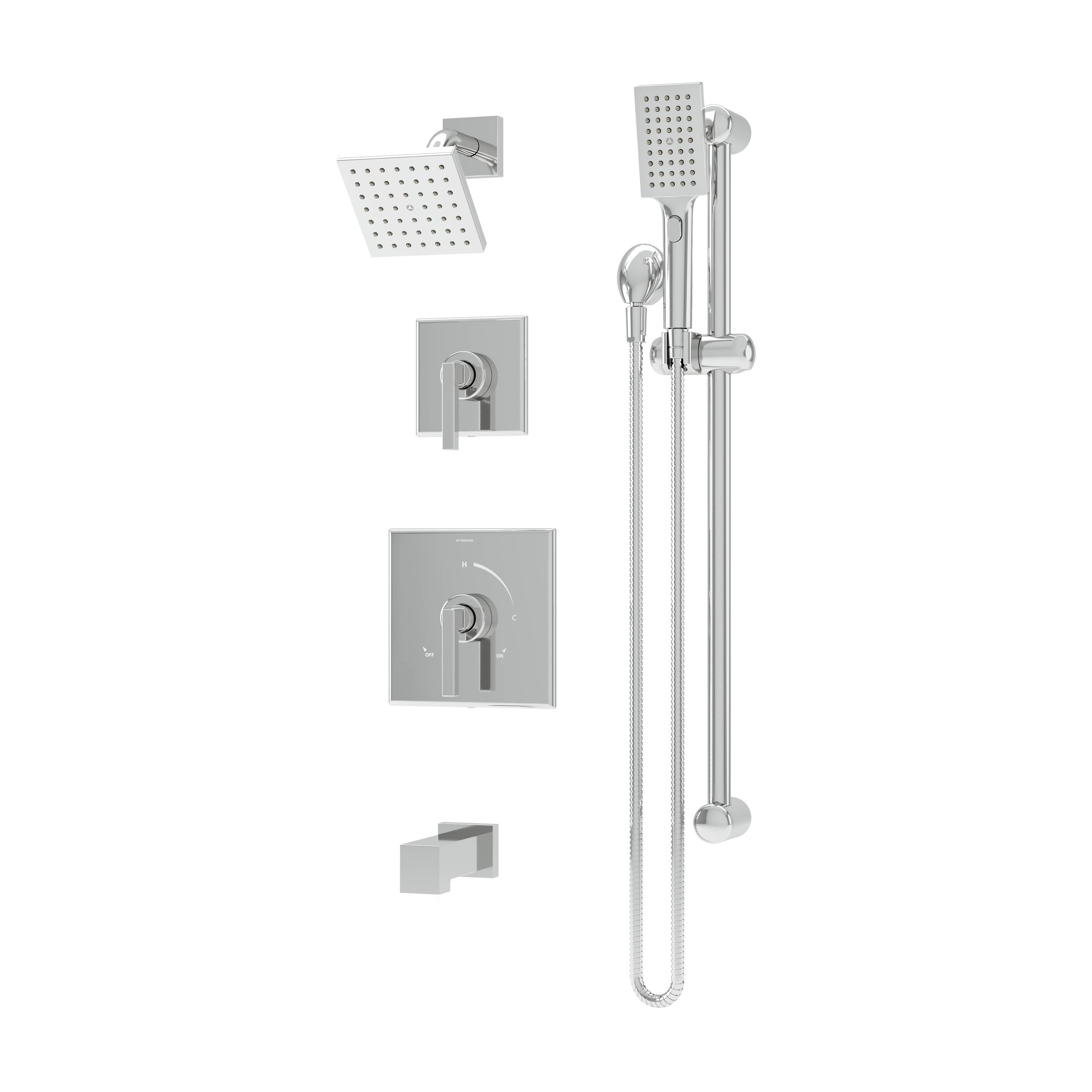 Symmons 369615TRM Duro Polished Chrome 2-handle Multi-head 4.92-in Square Bathtub and shower Faucet