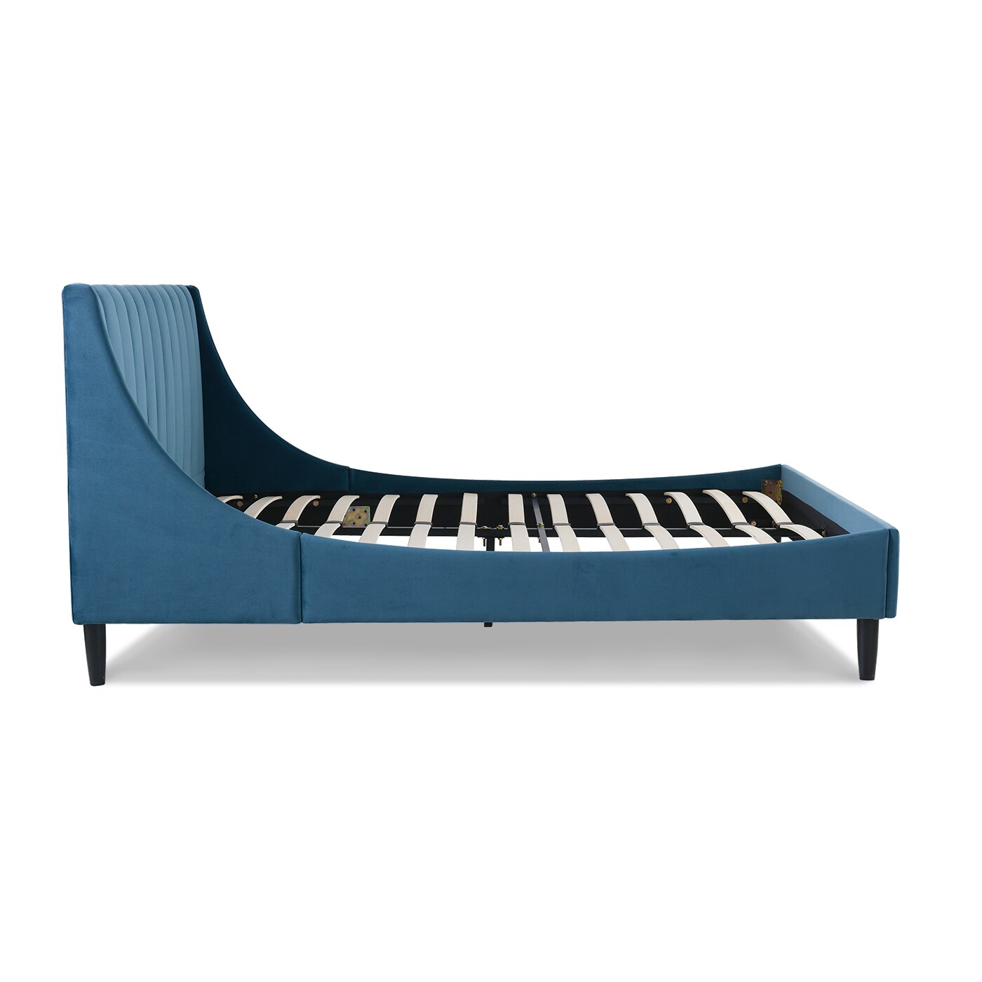 Aspen Teal Velvet Upholstered Queen Platform Bed with Tufted Headboard