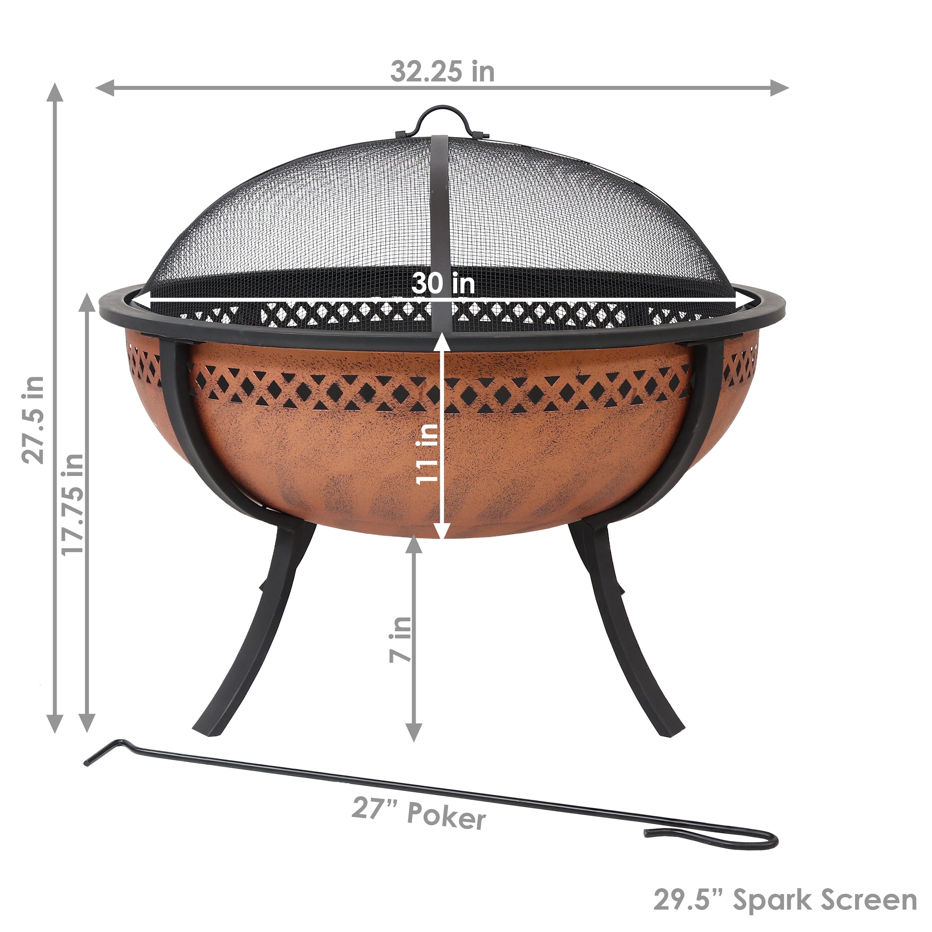 Sunnydaze Decor Sunnydaze Steel Fire Pit Bowl with Copper Finish and ...