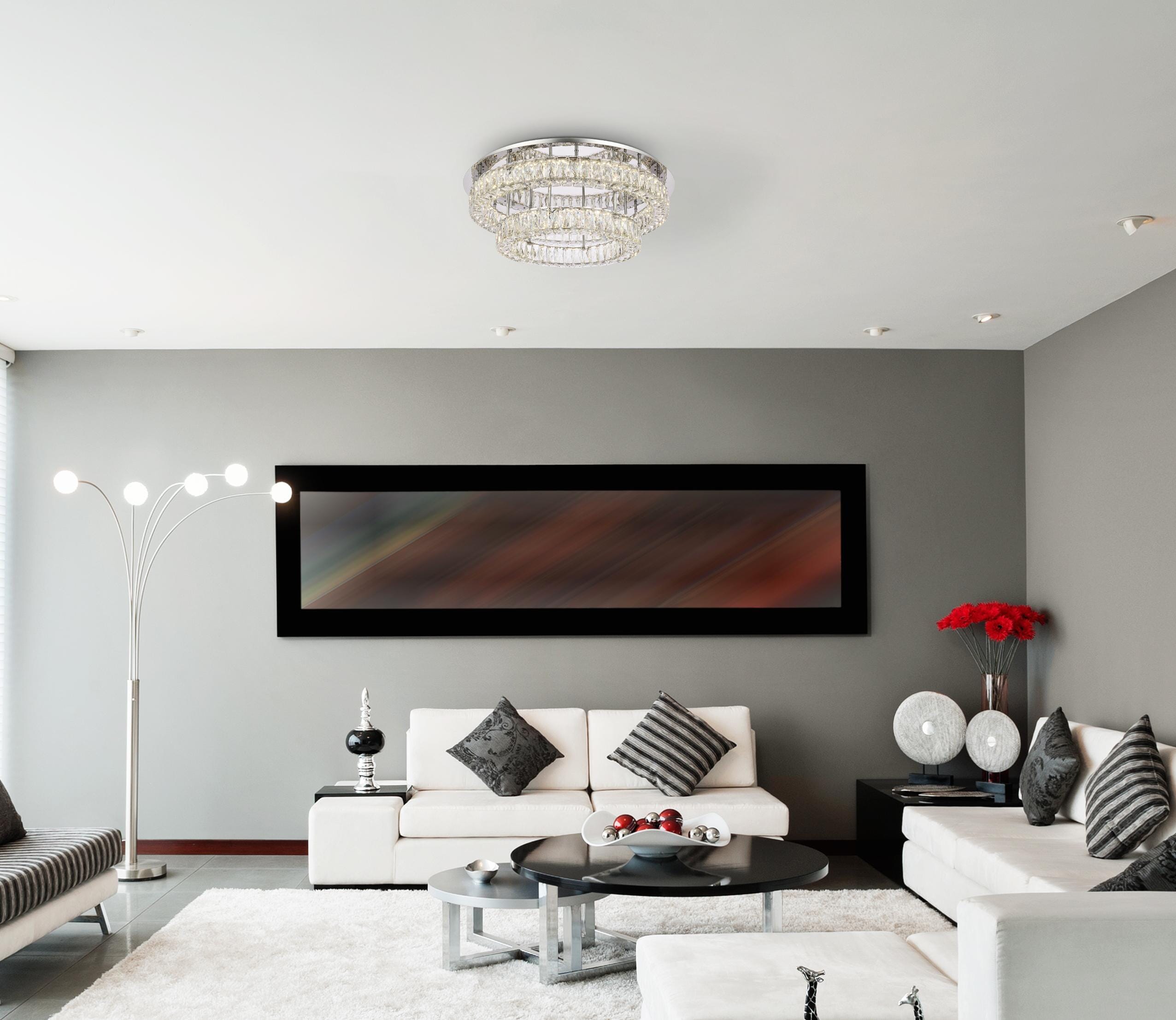 Monroe 22" Chrome LED Flush Mount with Royal Cut Crystals