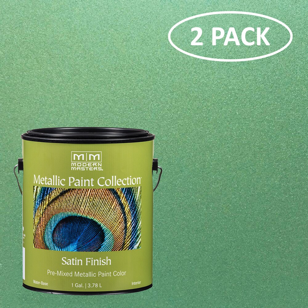 Modern Masters ME434GALSOS Metallic Paint Collection Water-based Pre-tinted Low Odor Mystical Green Metallic Paint (1-Gallon) 2-Pack