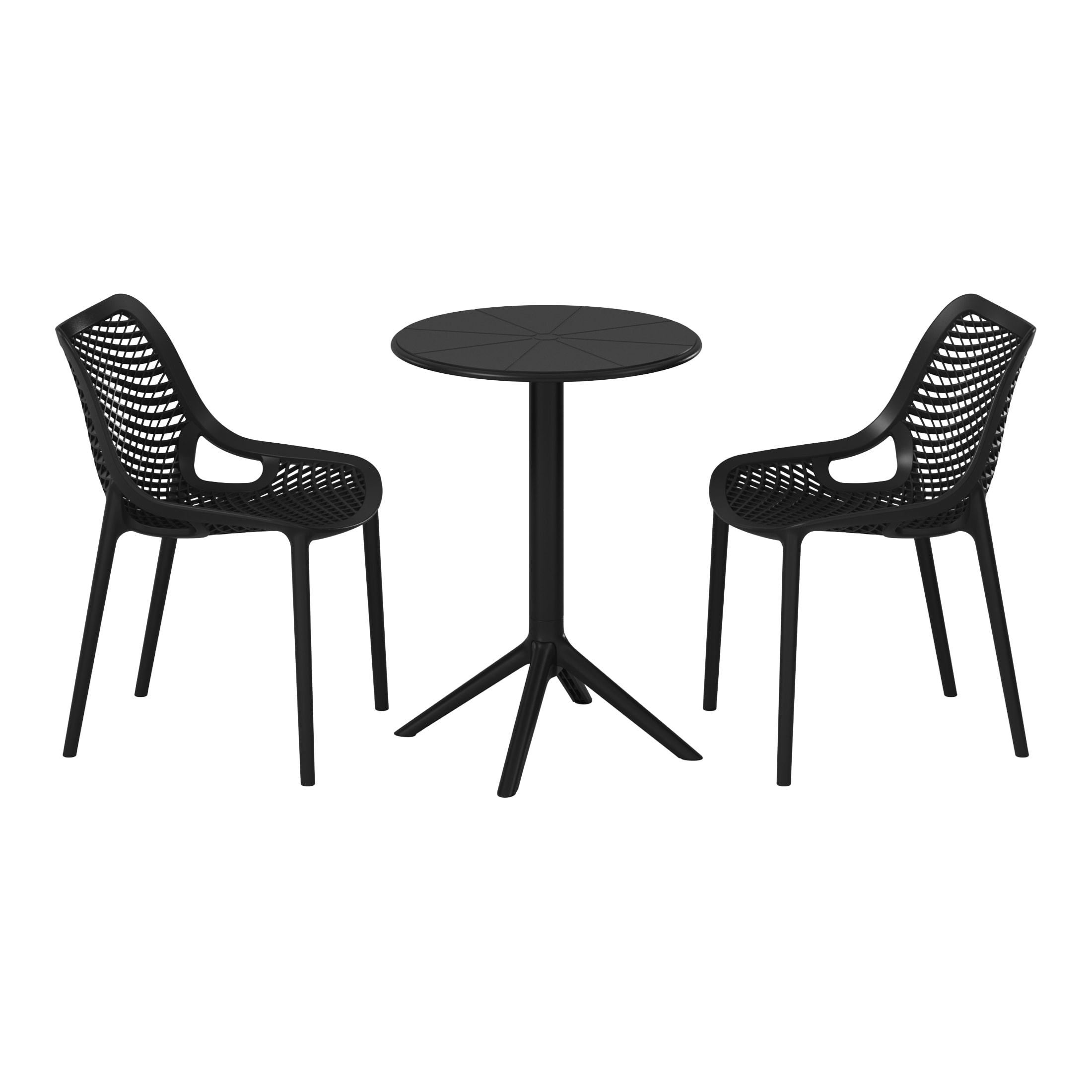 Costaelm -  Sunshine 3 Piece Outdoor Resin Patio Bistro Set with Stackable Patio Dining Side Chairs