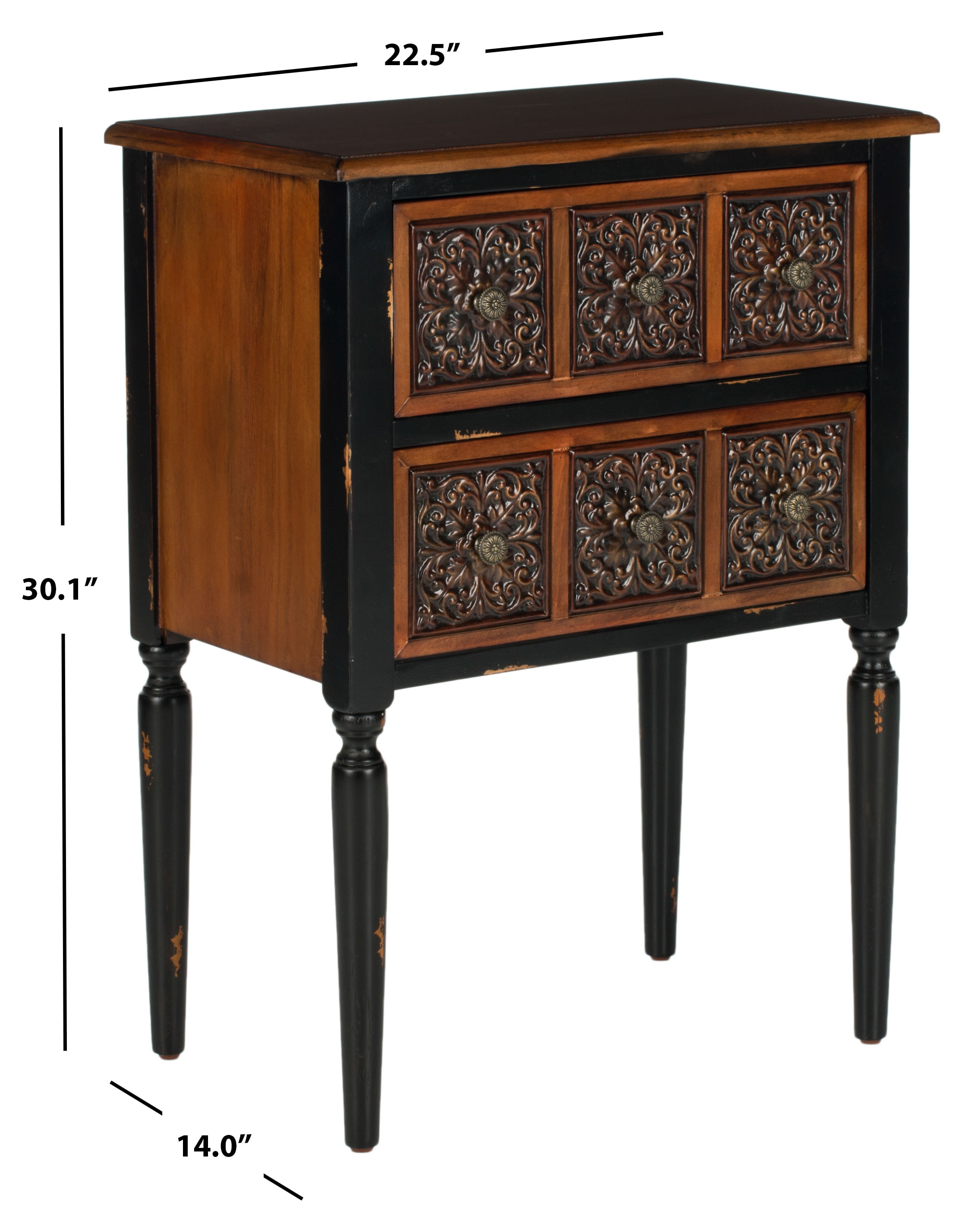 Tuscan Warmth Dual-Drawer Rectangular Side Table in Dark Brown