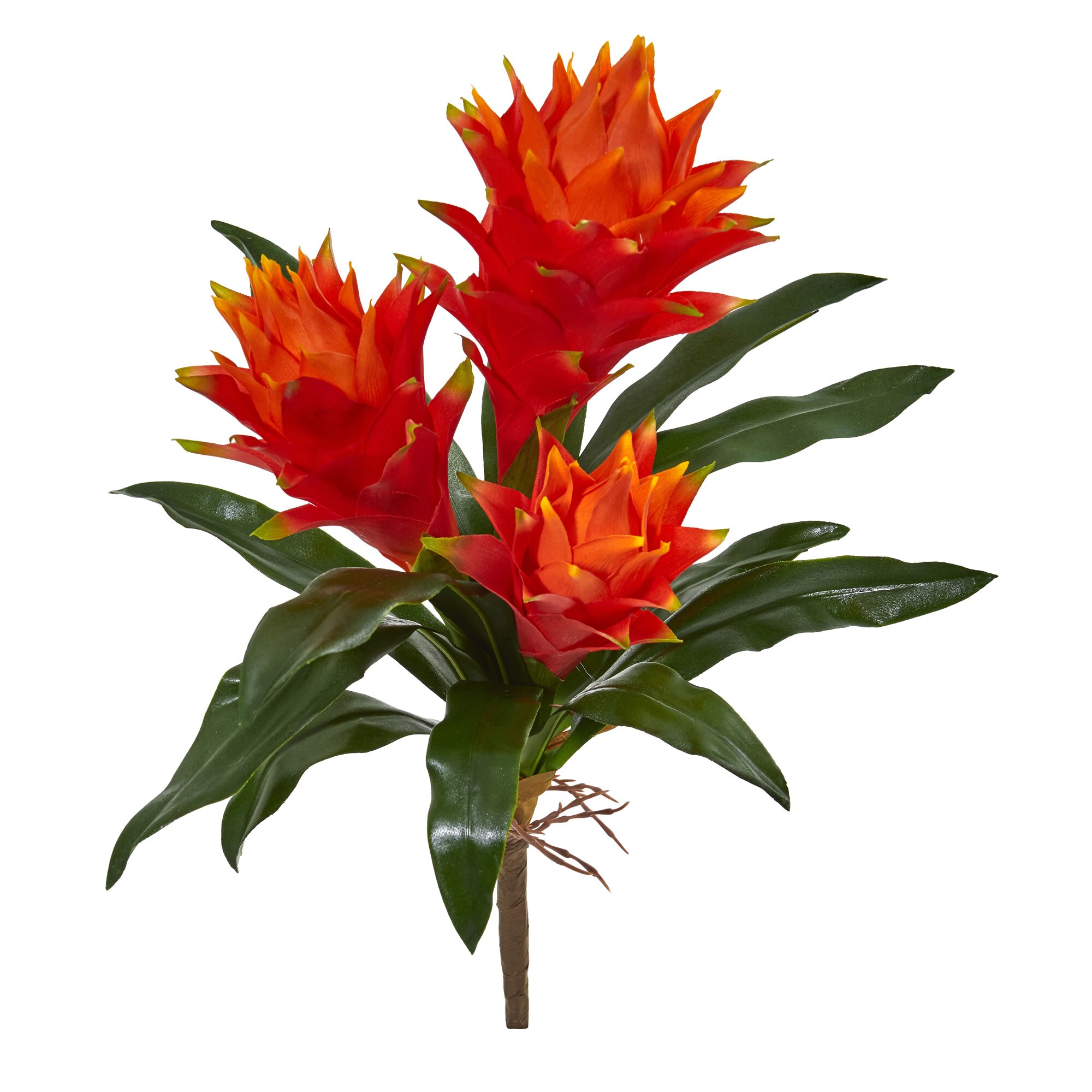 Nearly Natural 15-in. Bromeliad Artificial (Set of 4) Silk Flowers