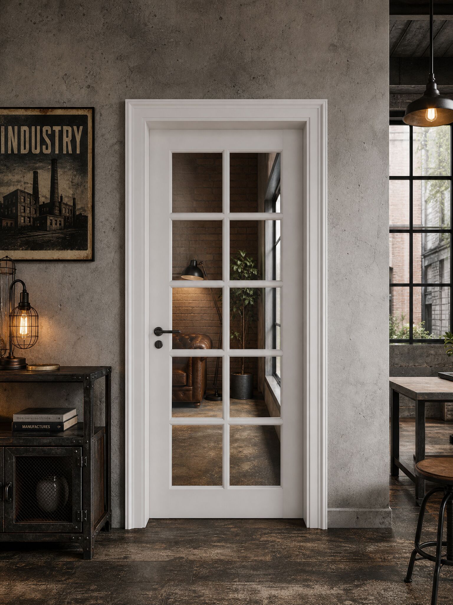 Vynxaria 24-in x 80-in 10-Lite Primed White Solid Core MDF Clear Glass French Barn Door Slab
