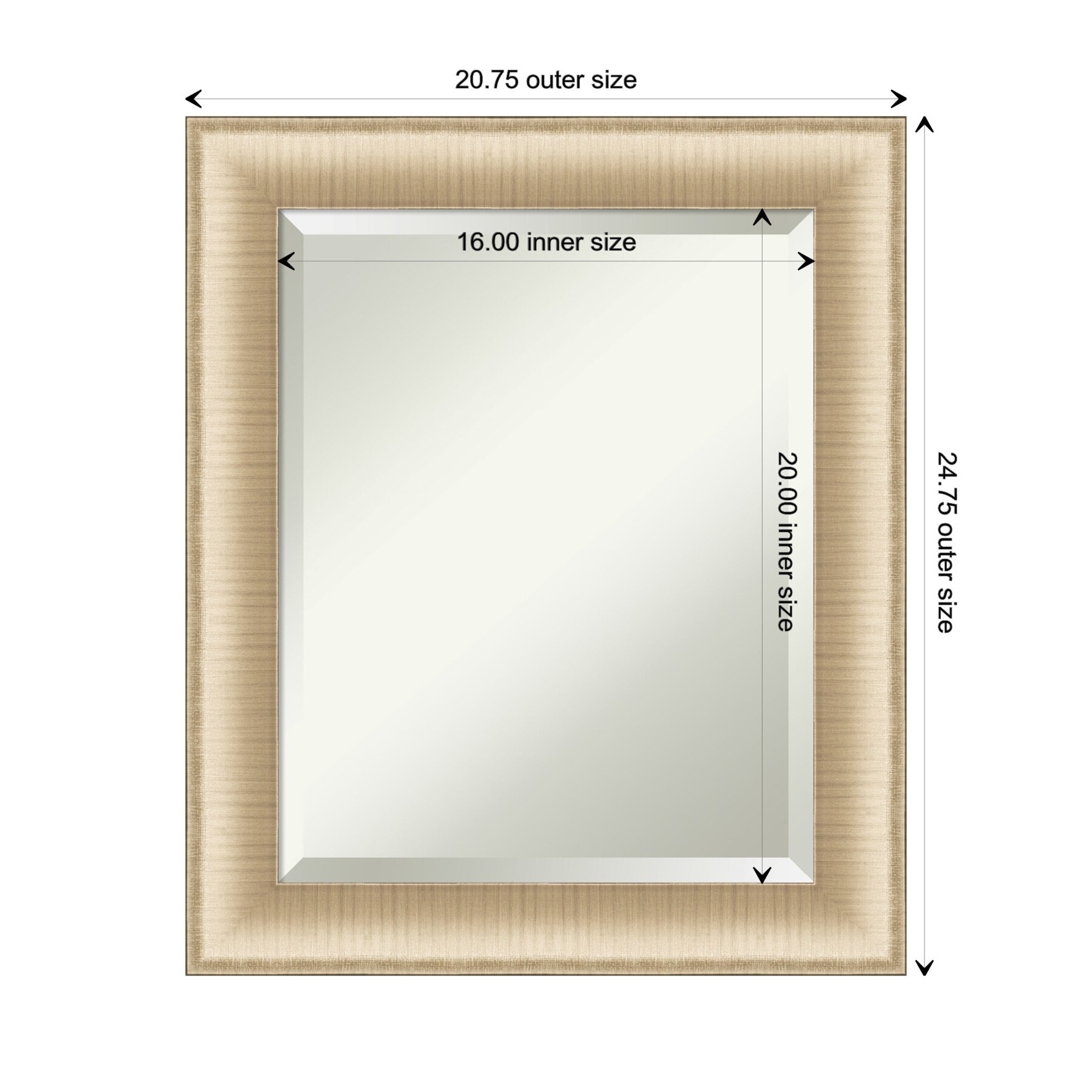Elegant Brushed Honey Gold Framed Rectangular Wall Mirror