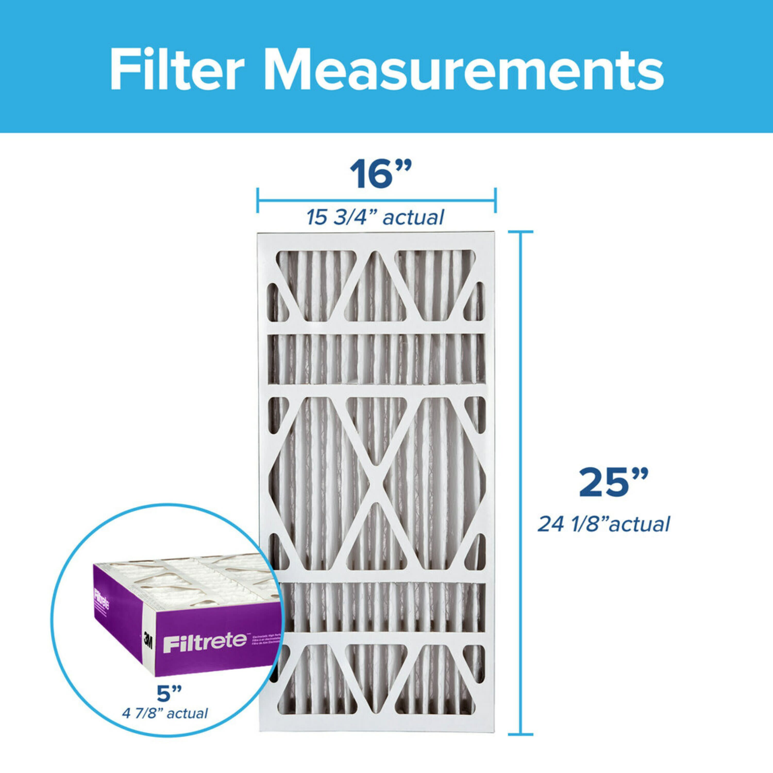 Filtrete 16-in W x 25-in L x 5-in 1550 MPR Allergen, Bacteria and Virus ...