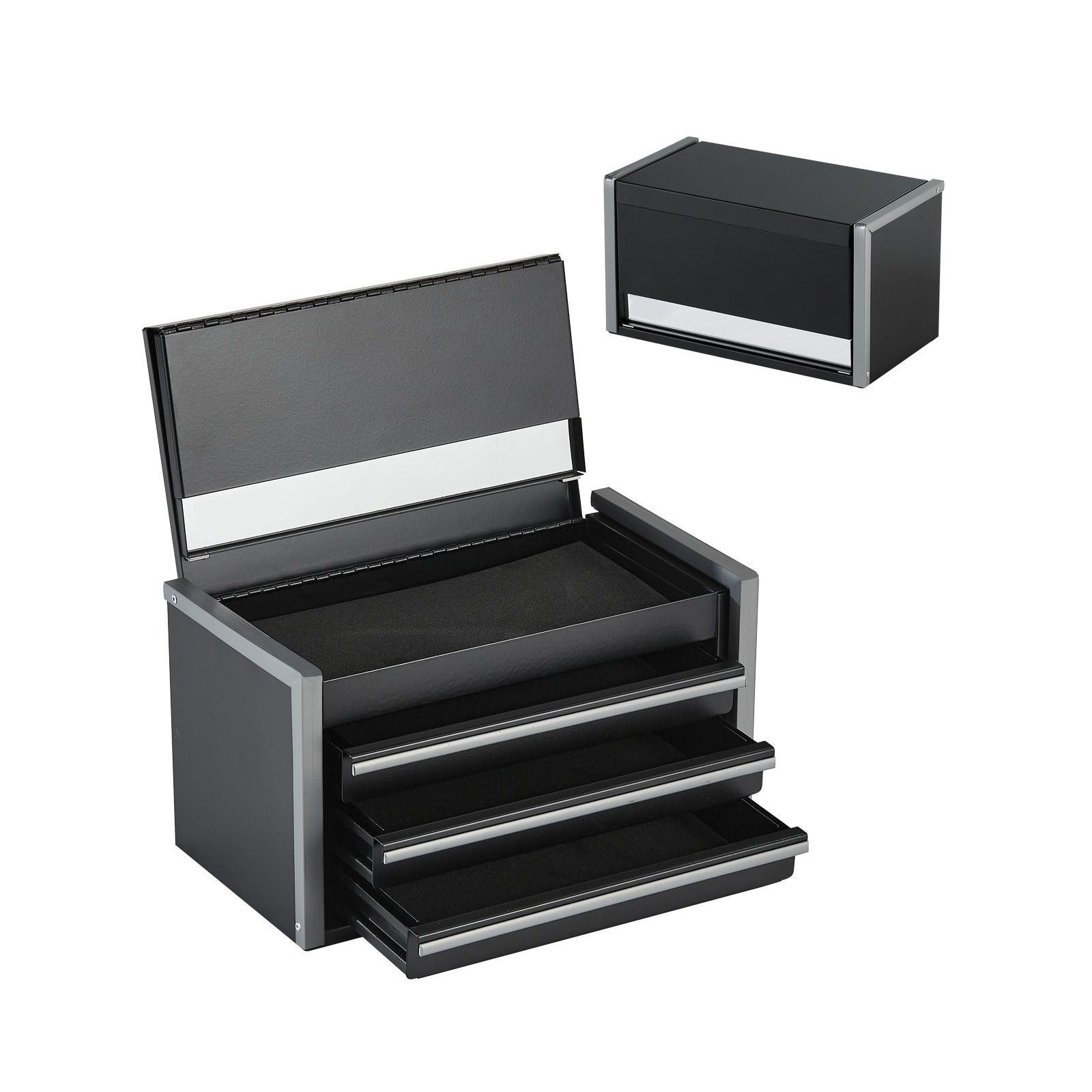 Mecale Portable Metal Tool Box 8.6 in with 3 Drawers Magnetic Lock Ball Bearing Slides #VOL-ZG9O92