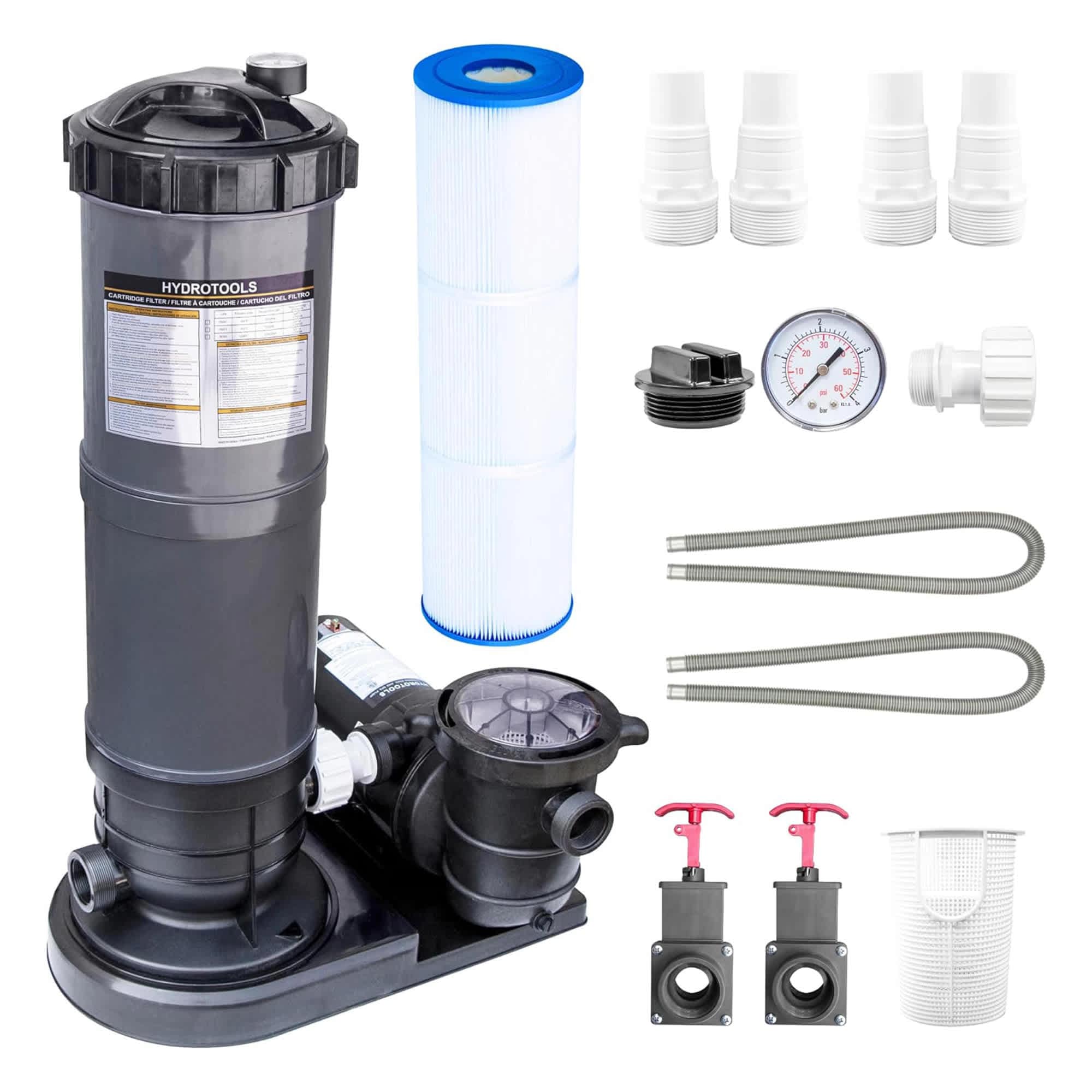 Swimline 352874 HYDROTOOLS Above-Ground Pool Cartridge Filter Extra Flo 40 Sq Ft w/ 0.9 THP Pump Pools up to 33250 Gallons