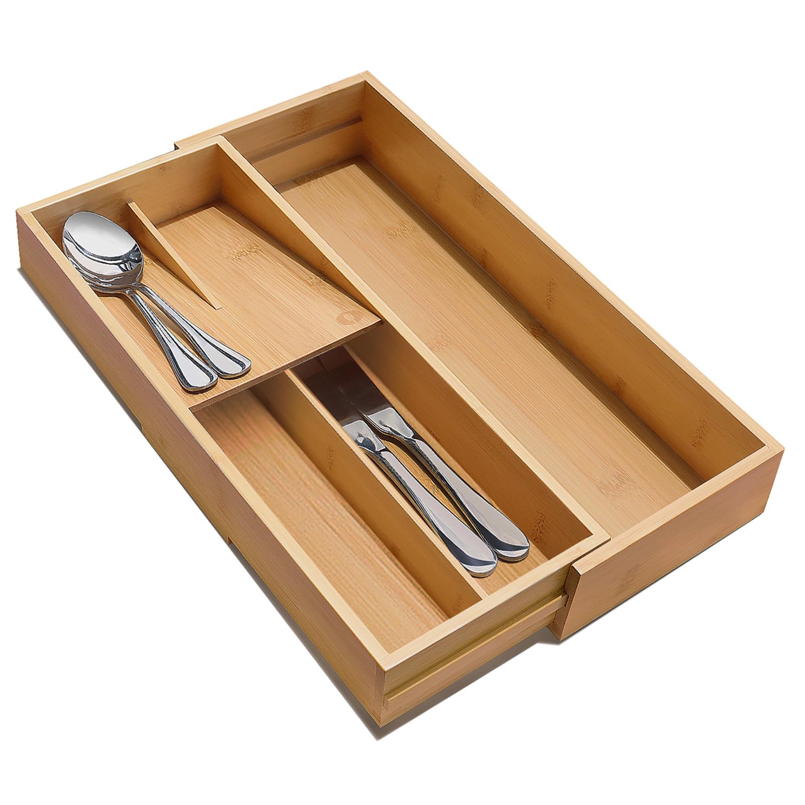 Anqtovp  Expandable Bamboo Kitchen Drawer Organizer Utensil Holder and Cutlery Tray for Flatware and Kitchen Utensils durable home and garden