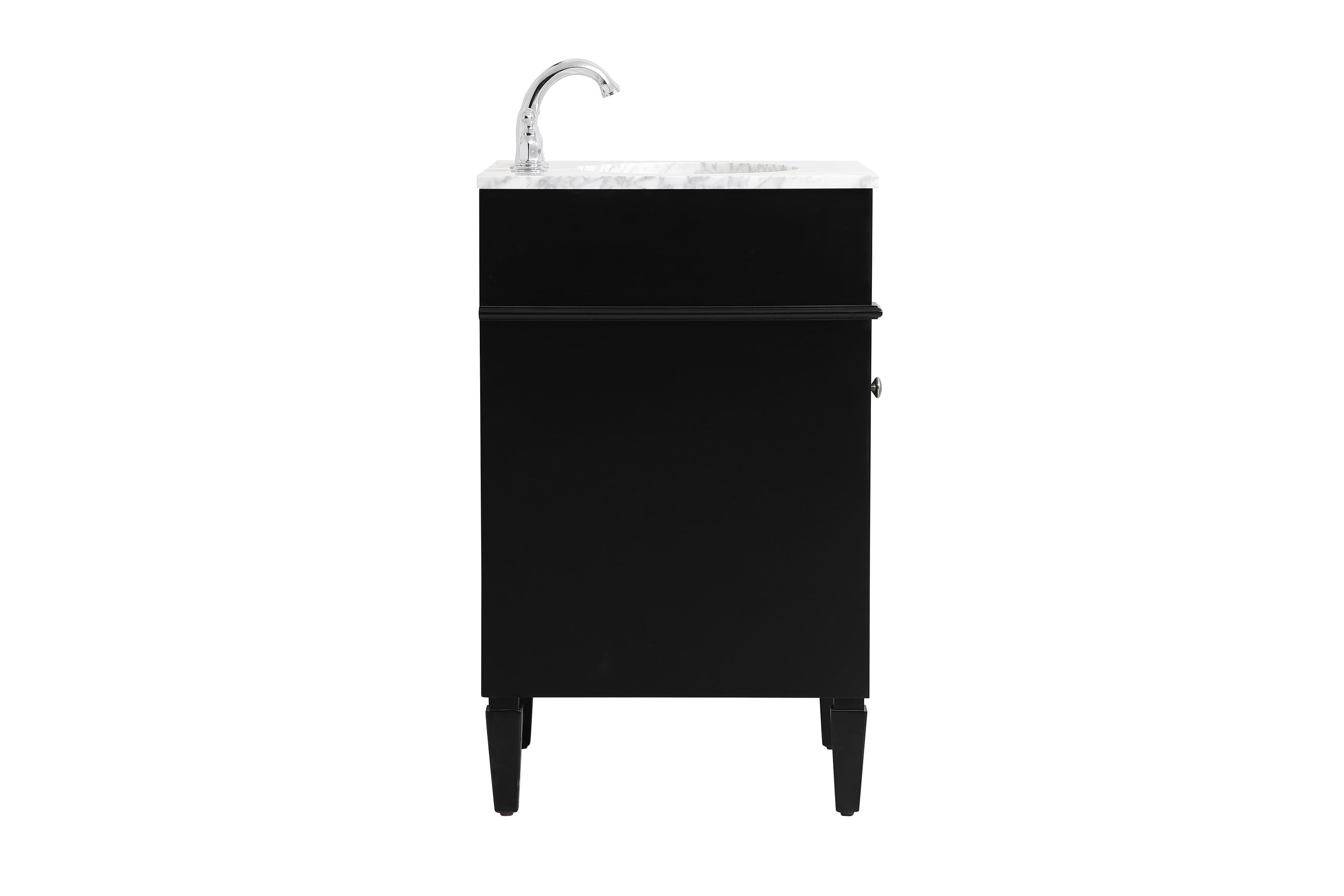 Black Marble Top Single Sink Vanity with Porcelain Basin