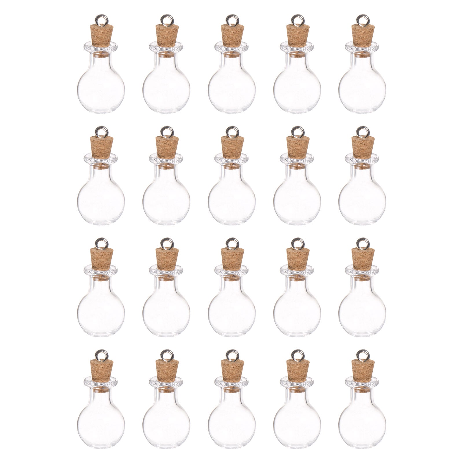Harfington 20pcs Mini Glass Bottles with Cork Stoppers Flat Bottom Ball ...