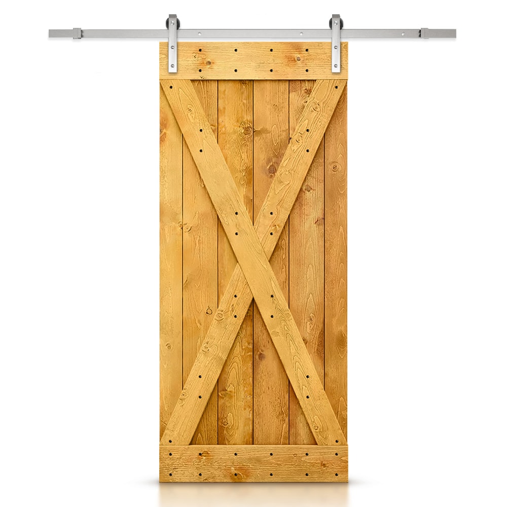 CALHOME TSQ03-SS+ASM-X36AT 36-in x 84-in Colonial maple Pine Wood Solid core Single Barn Door (Hardware Included)