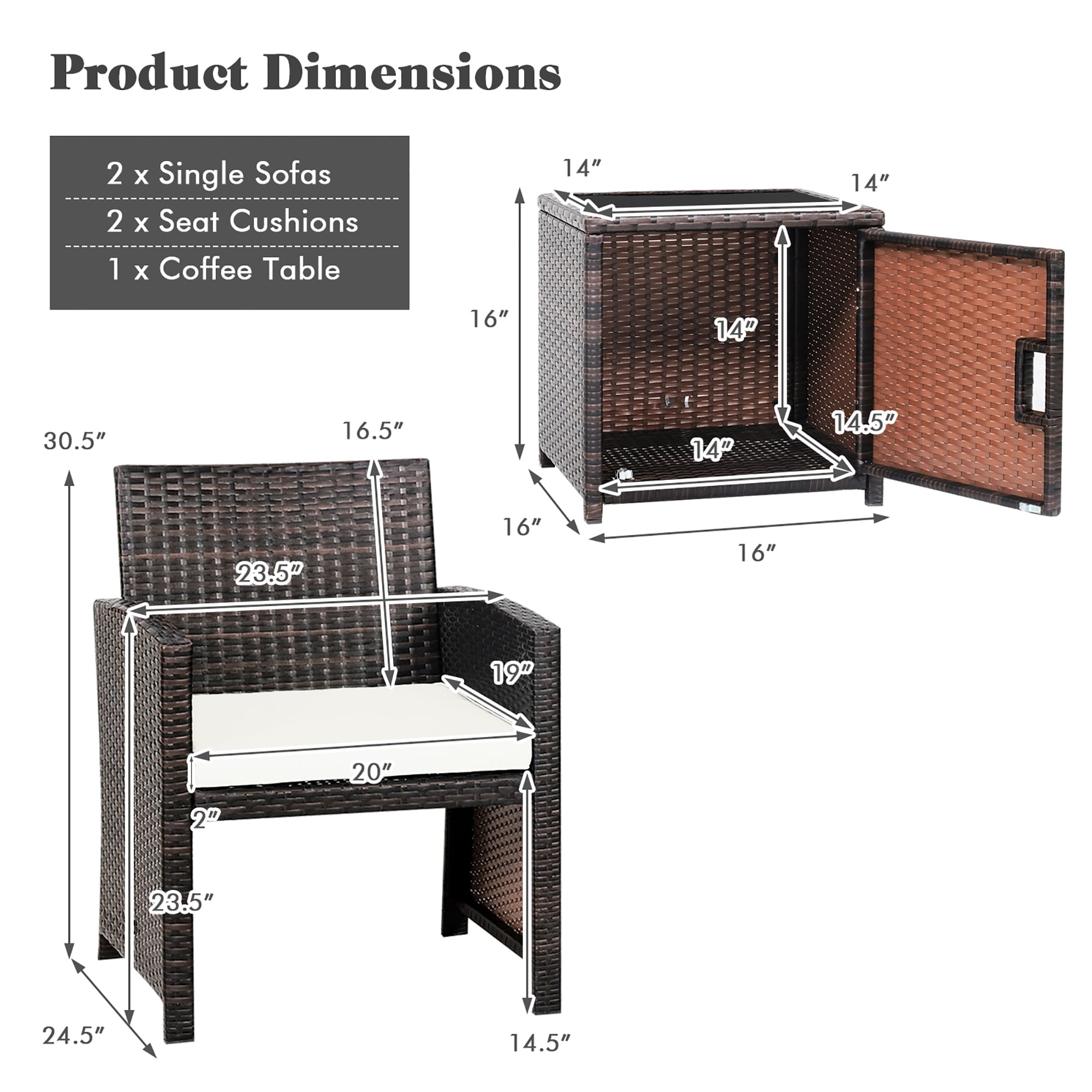 Costway HW69444WH Patio-Conversation-Sets - View #6