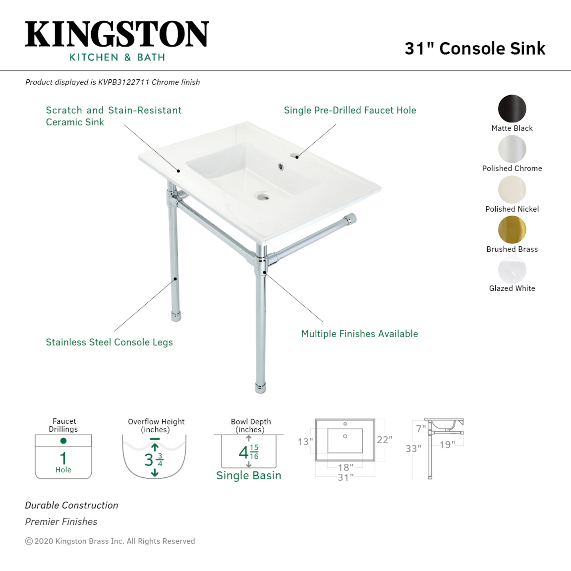 Kingston Brass WLKVPB3122717 Bath-Sink - View #3