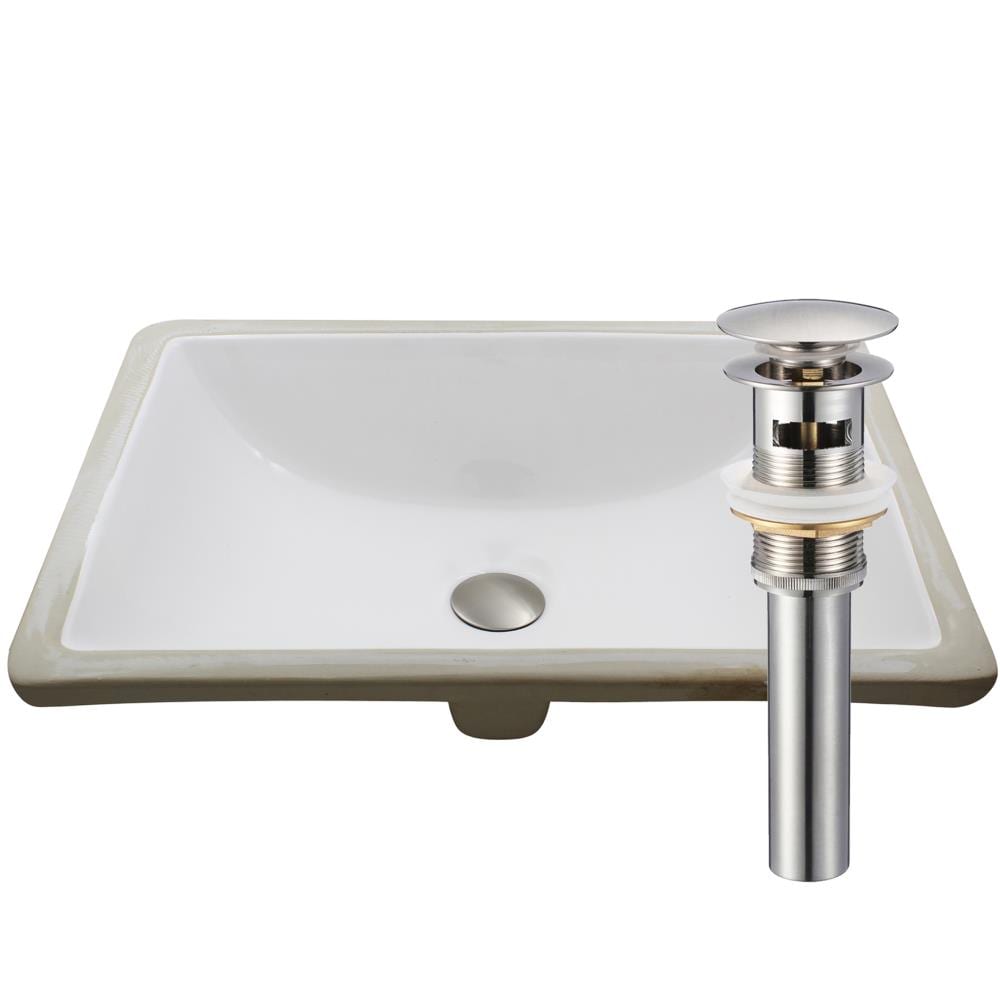 Novatto NP-U193906BN Undermount Porcelain Undermount Rectangular Modern White Bathroom Sink with Drain Included ( 15-Inches x 20.25-Inches )