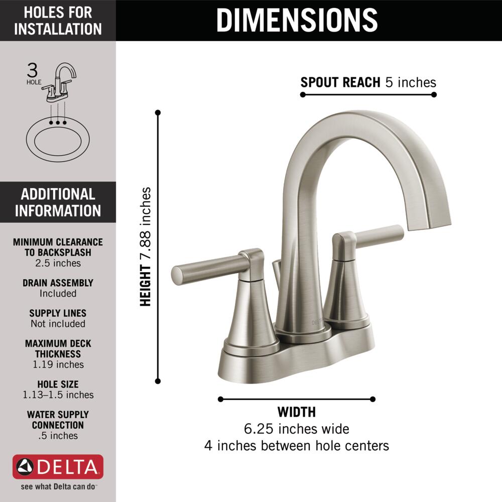 Delta Becker Centerset Matte Black Bathroom factory Faucet with Drain 25891LF-BL 3 Hole