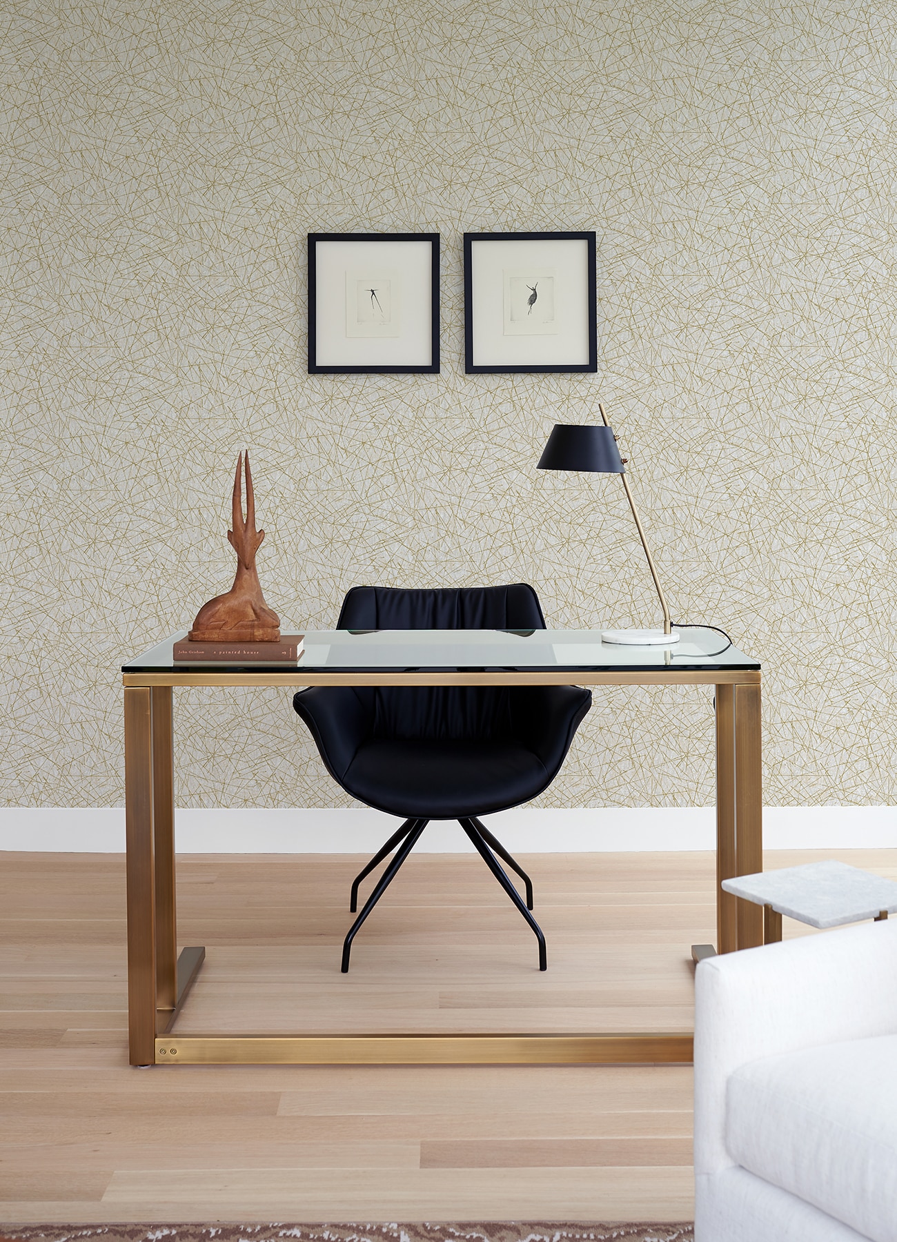 Champagne and White Non-Woven Abstract Wallpaper Roll