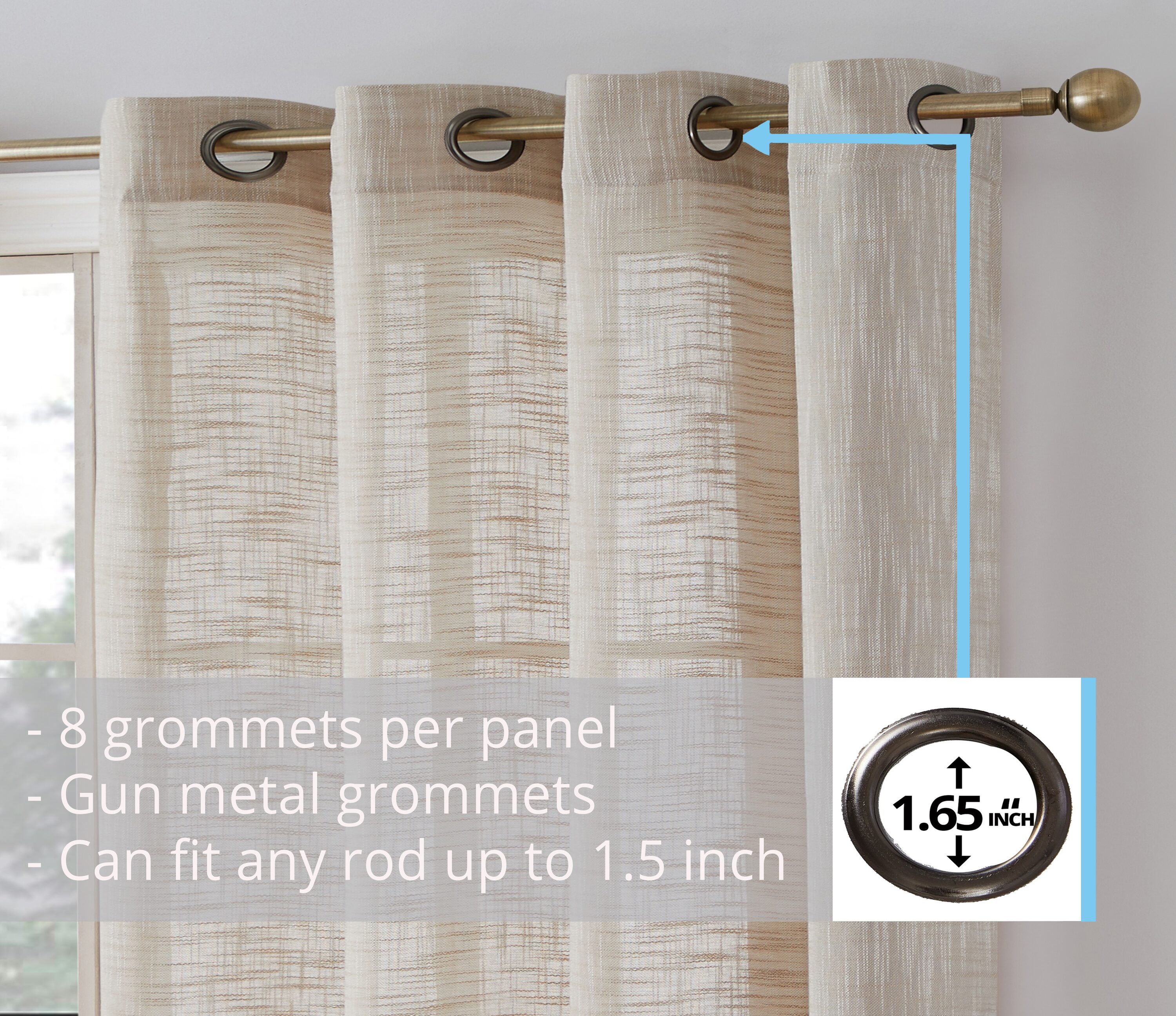 Totally Home Decor MAD-LNGR-BEIG72 curtains - View #3
