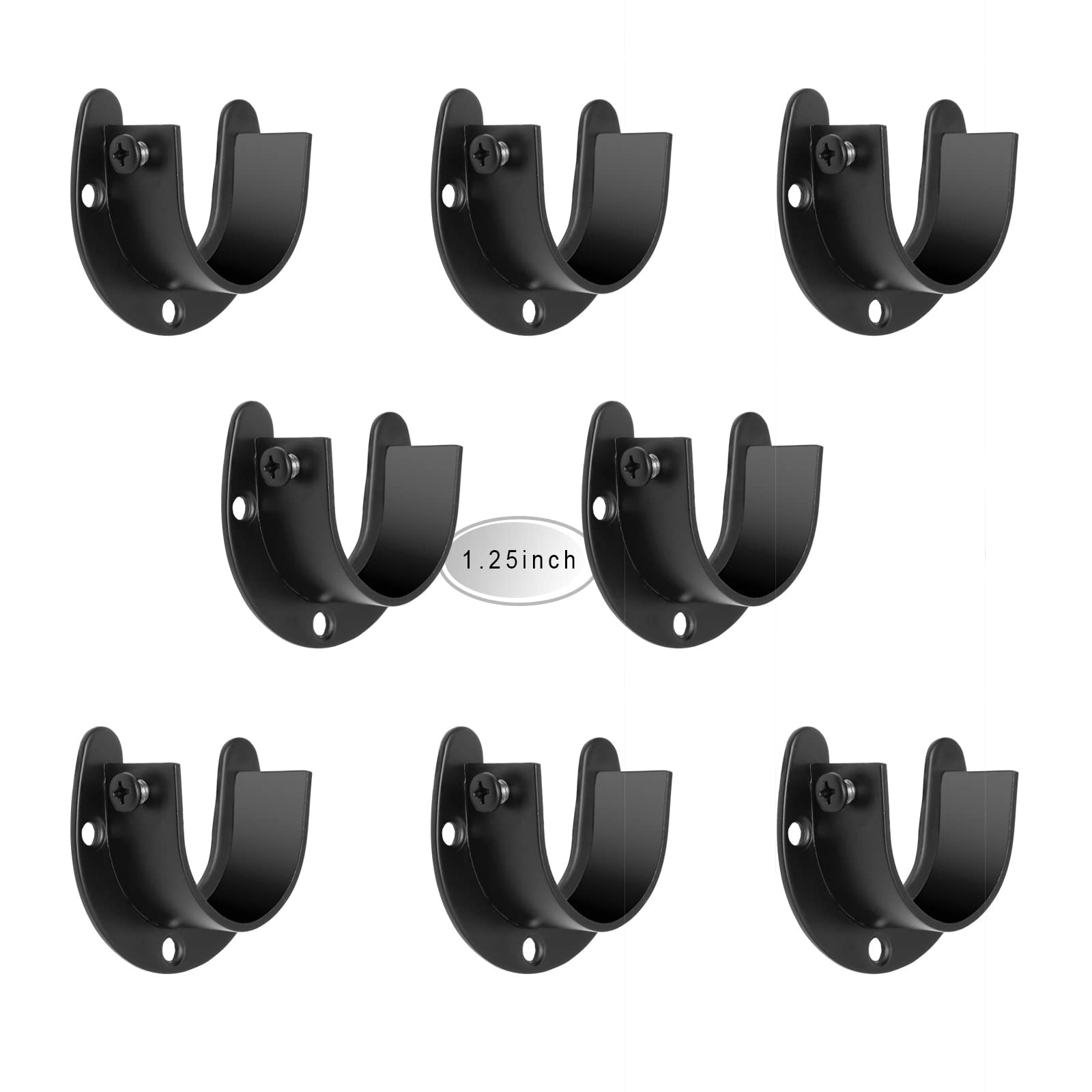 Aoibox  8 Pack U Shaped Closet Rod End Support Brackets for 1 25 in Diameter Poles Heavy Duty Stainless Steel