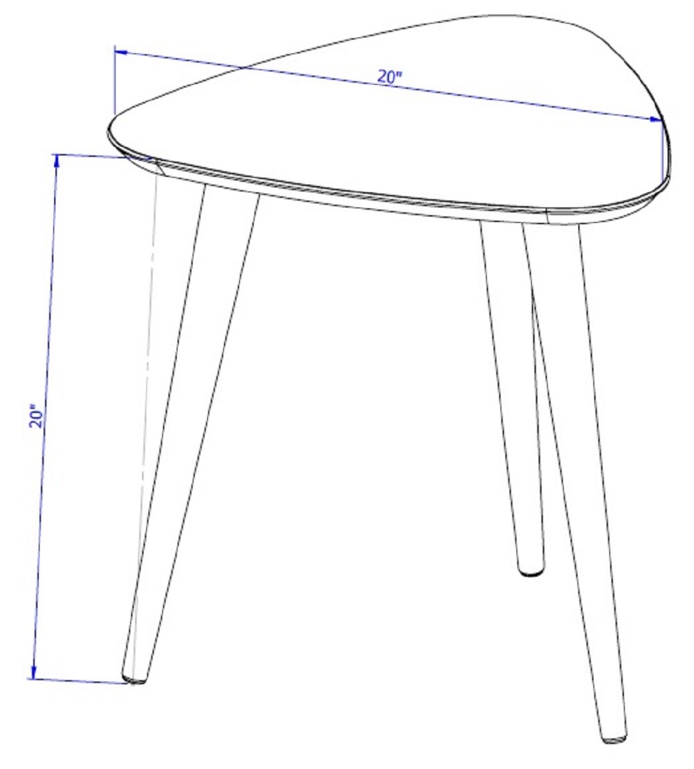 Utopia Mid-Century Triangular Off-White Wood End Table