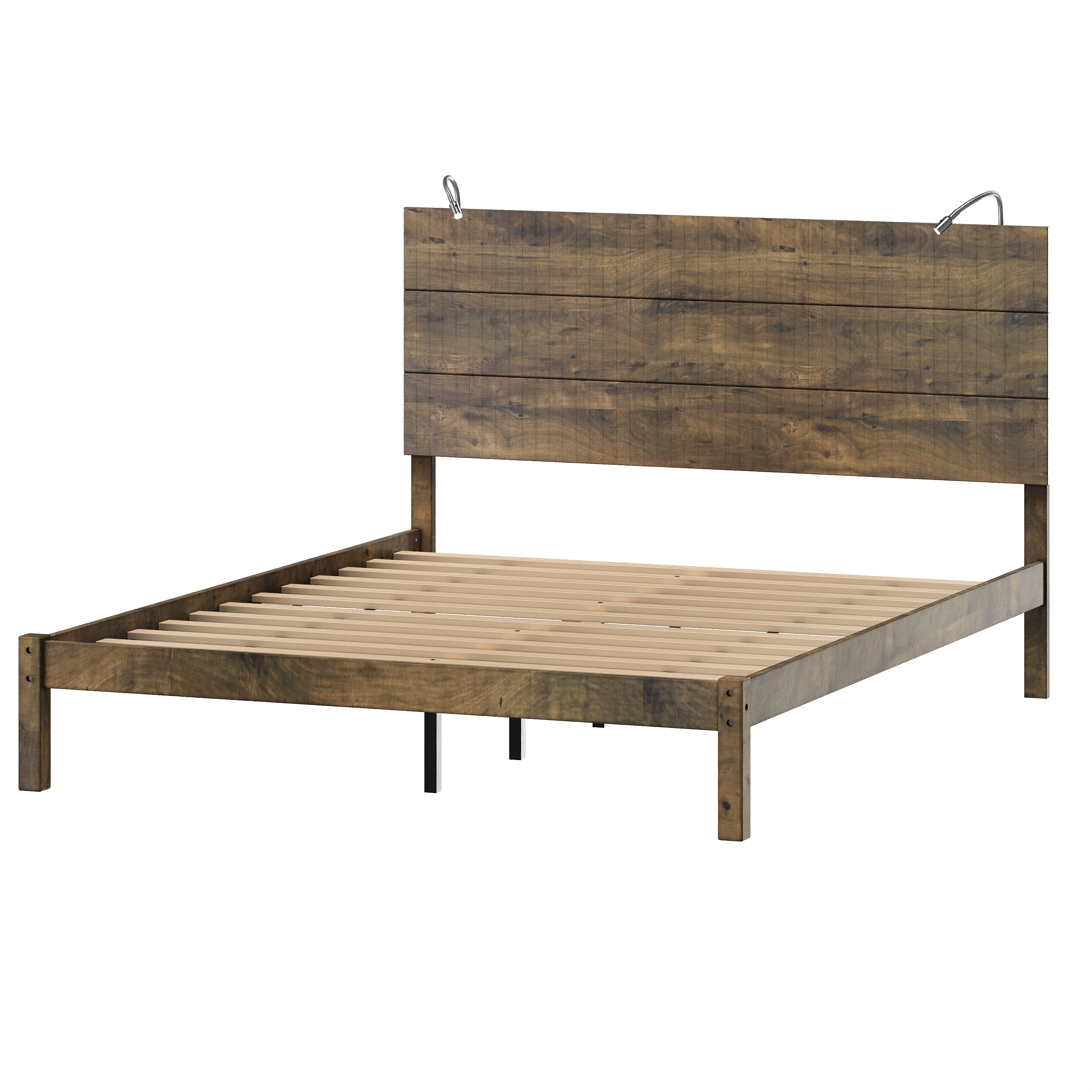 Damerin BD-A30 Walnut Queen Wood Bed frame Bed