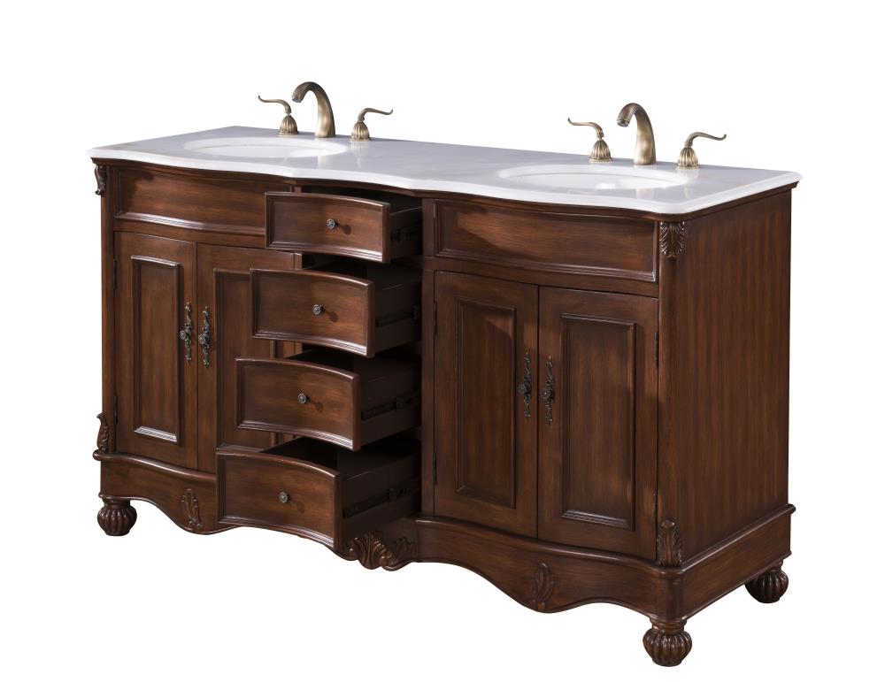 76 Inch Cherry Double Sink Bathroom Vanity with Granite