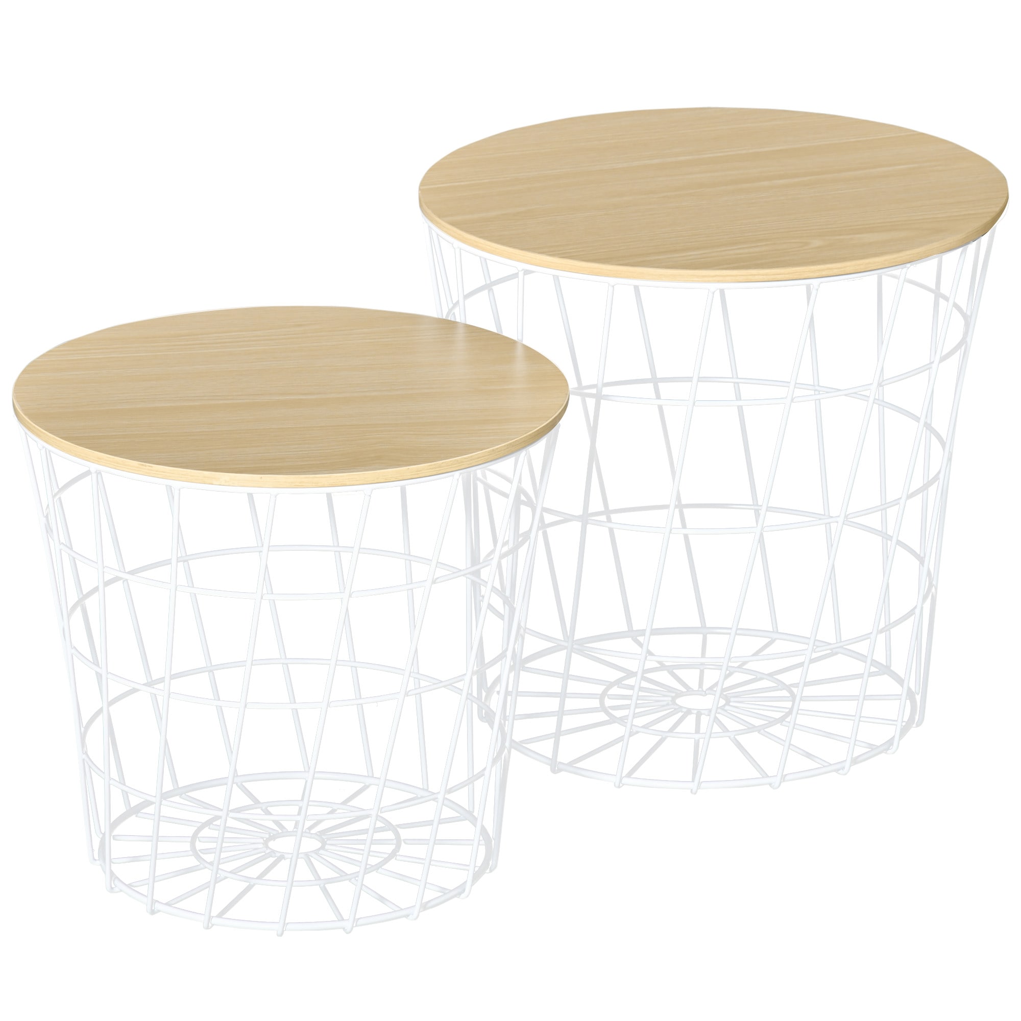 Sumyeg DN-W370S00004 Nesting Tables with Storage Modern MDF Accent Table Set with Storage