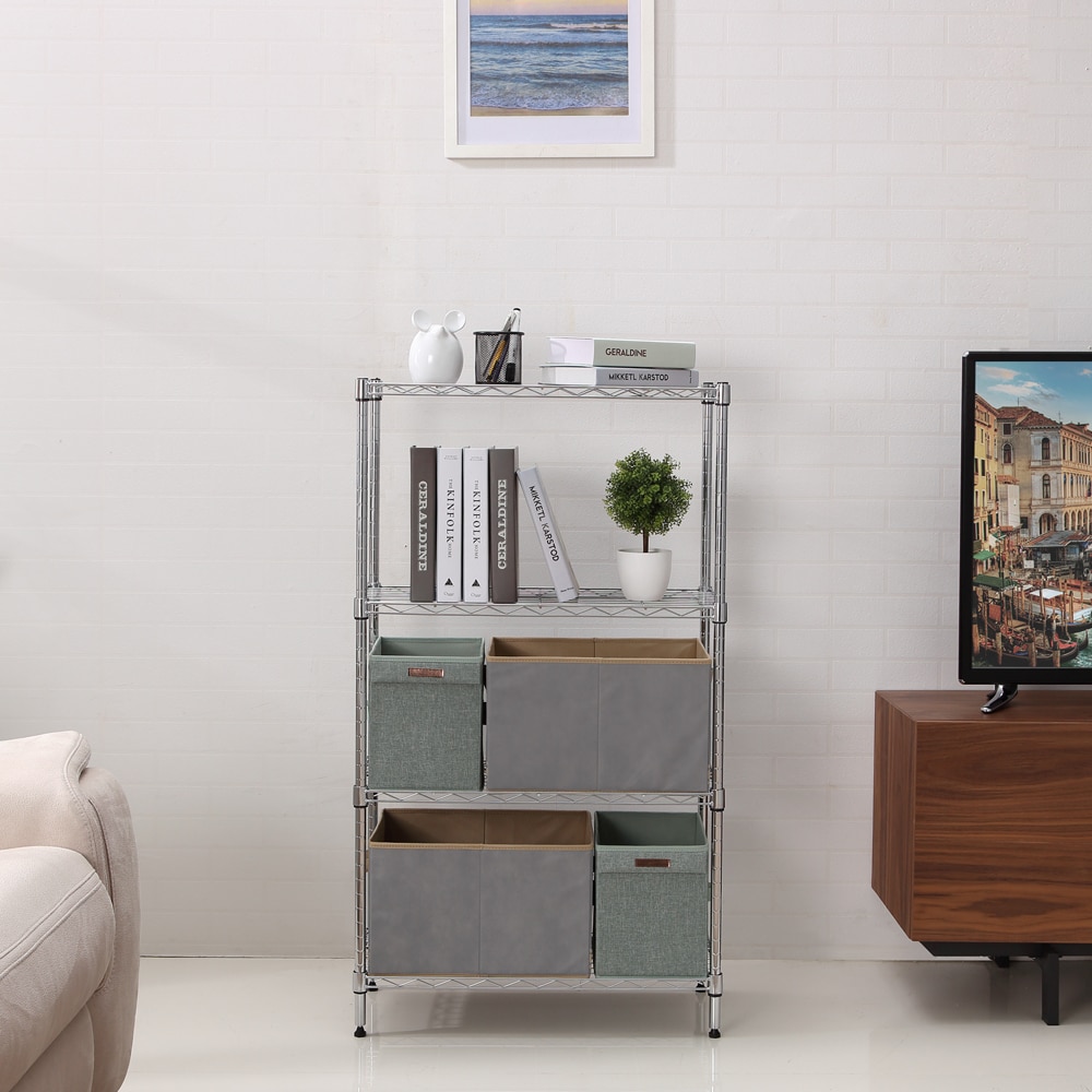 Chrome Steel Heavy Duty 4-Tier Utility Shelving Unit