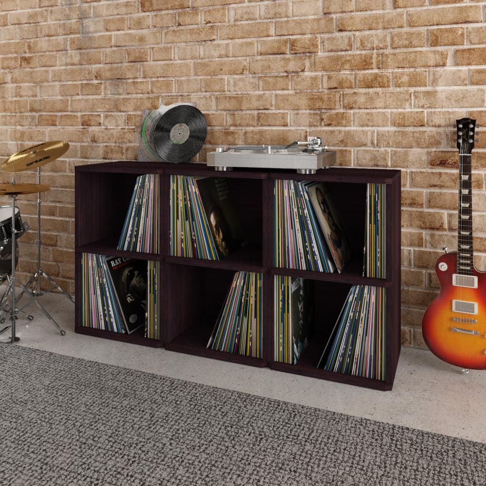 Way Basics Eco Friendly 2 Shelf Vinyl Record Cube Bookcase Espresso