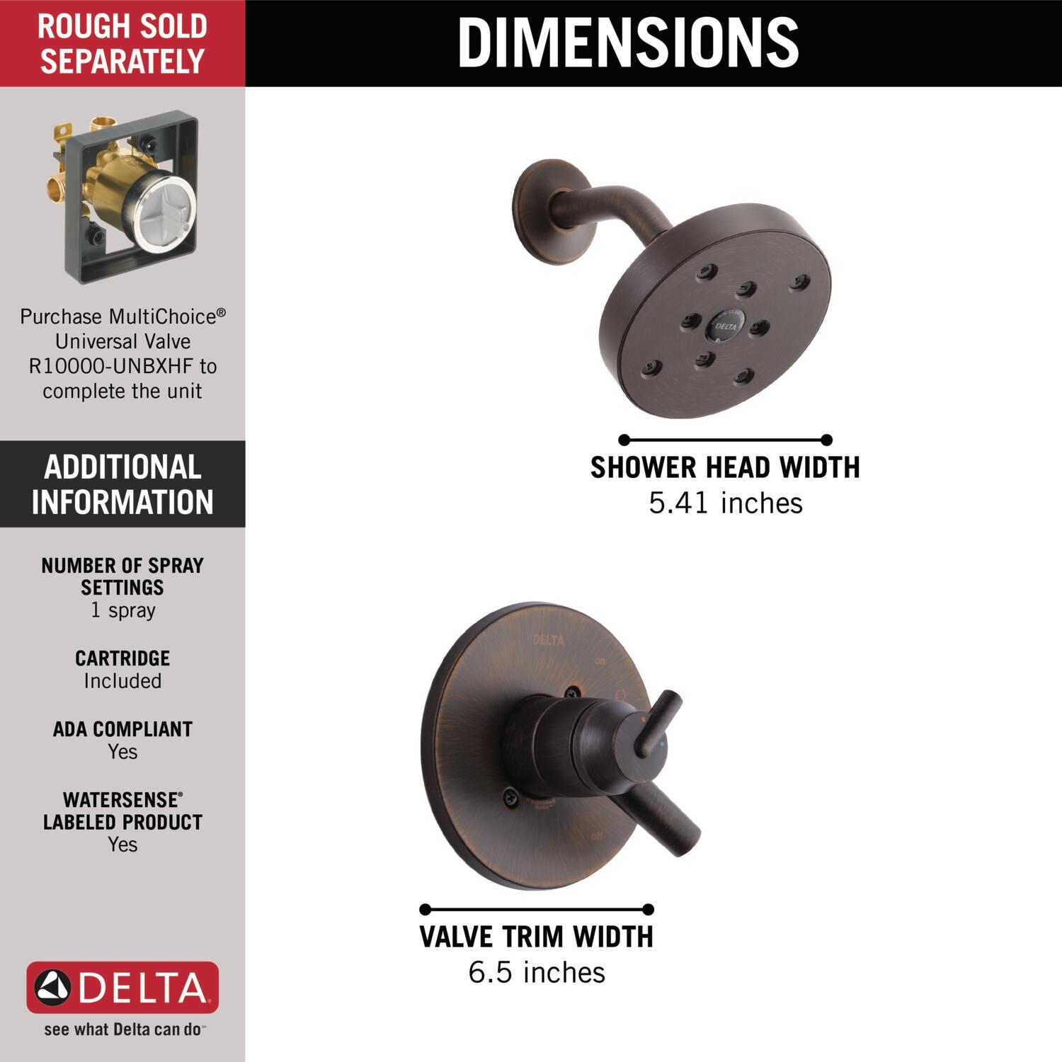 Delta T17259-RB Tub-Shower-Faucets - View #2