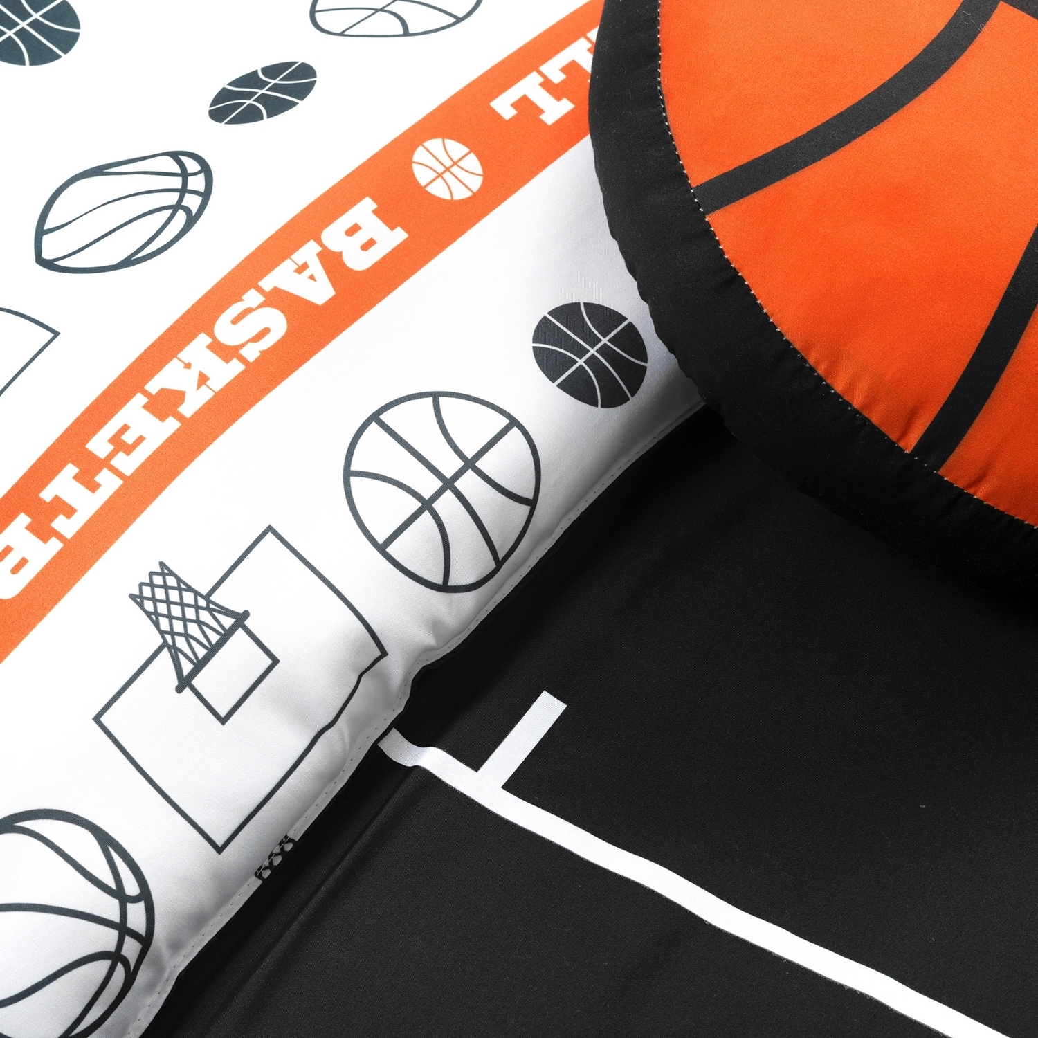 Twin Black and Orange Reversible Microfiber Basketball Comforter