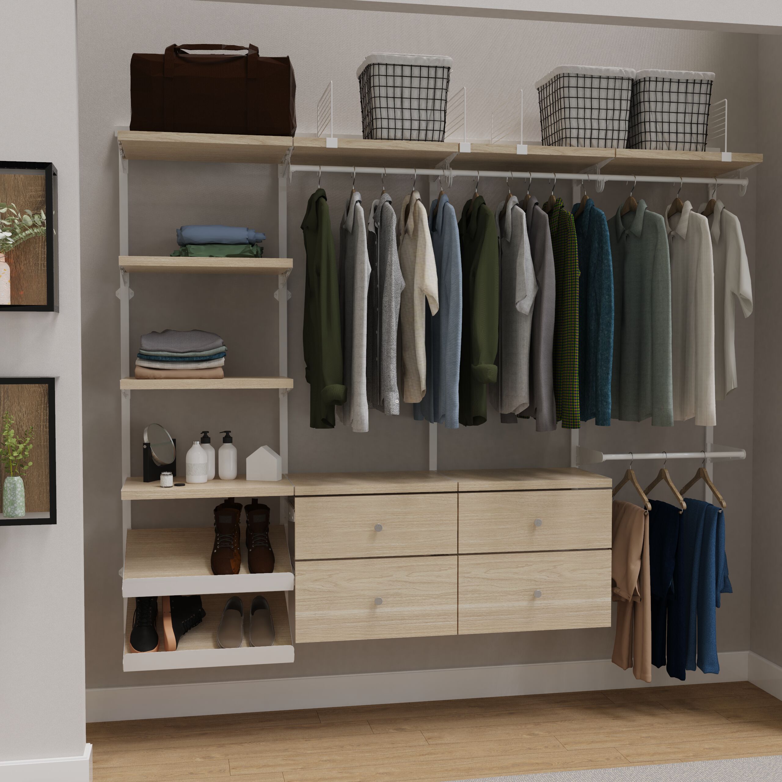 Shop Origin 21 Edda 8-ft Wood Closet with Wood Drawers and Wood Shelves  Collection at