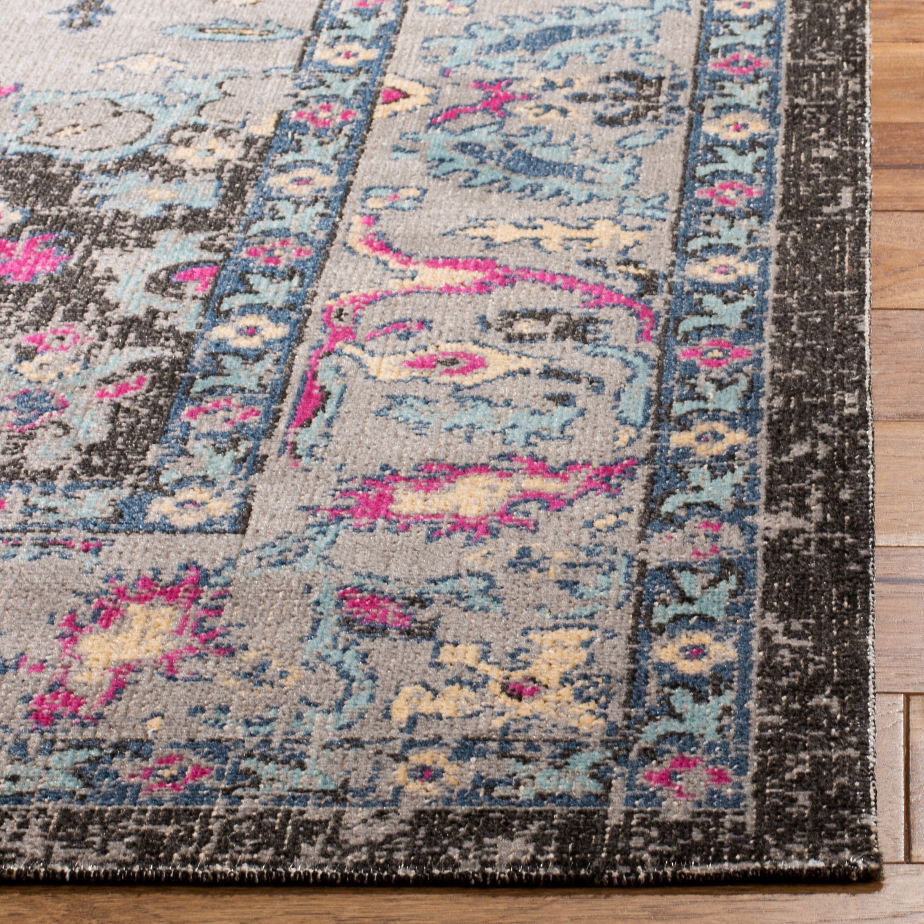 Blaze 5' x 7' Black and Light Grey Cotton Oriental Rug