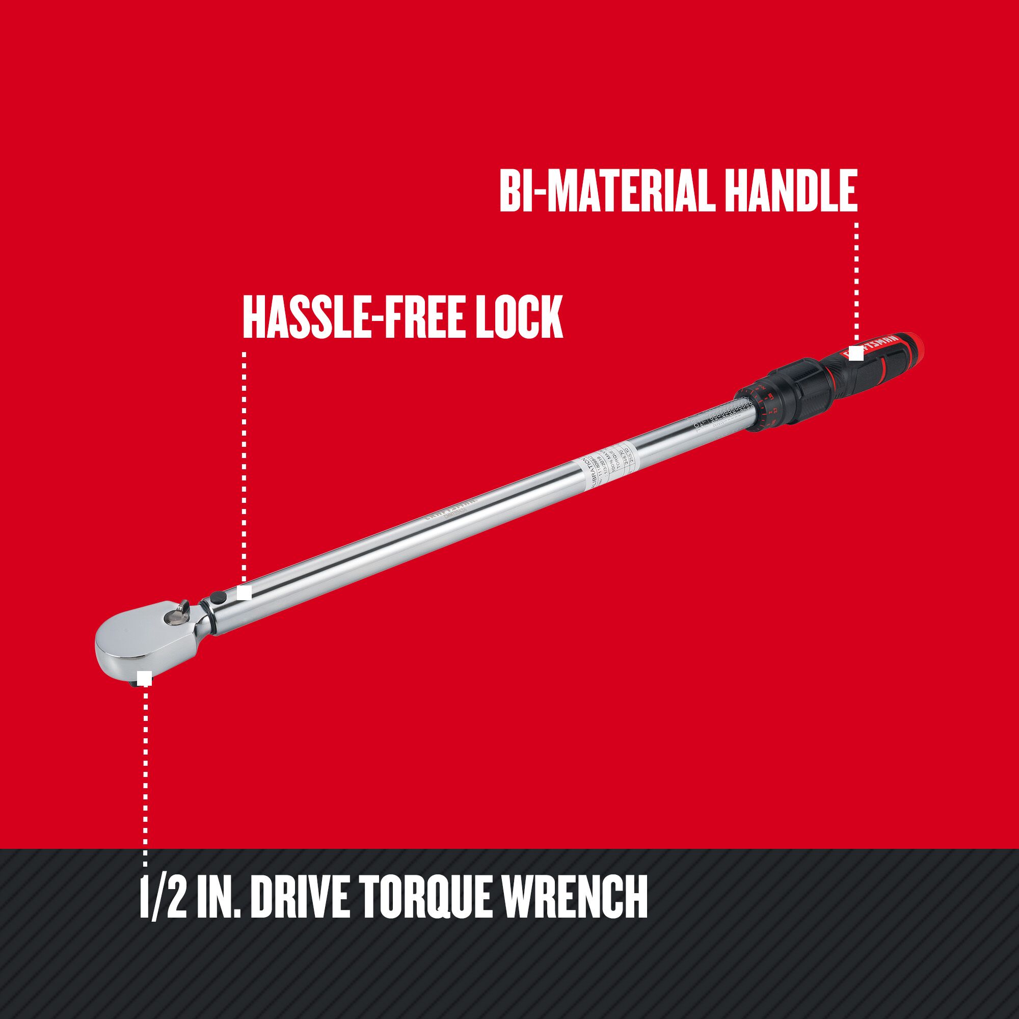 CRAFTSMAN 1/2-in Drive Click Torque Wrench (50-ft lb to 250-ft lb)