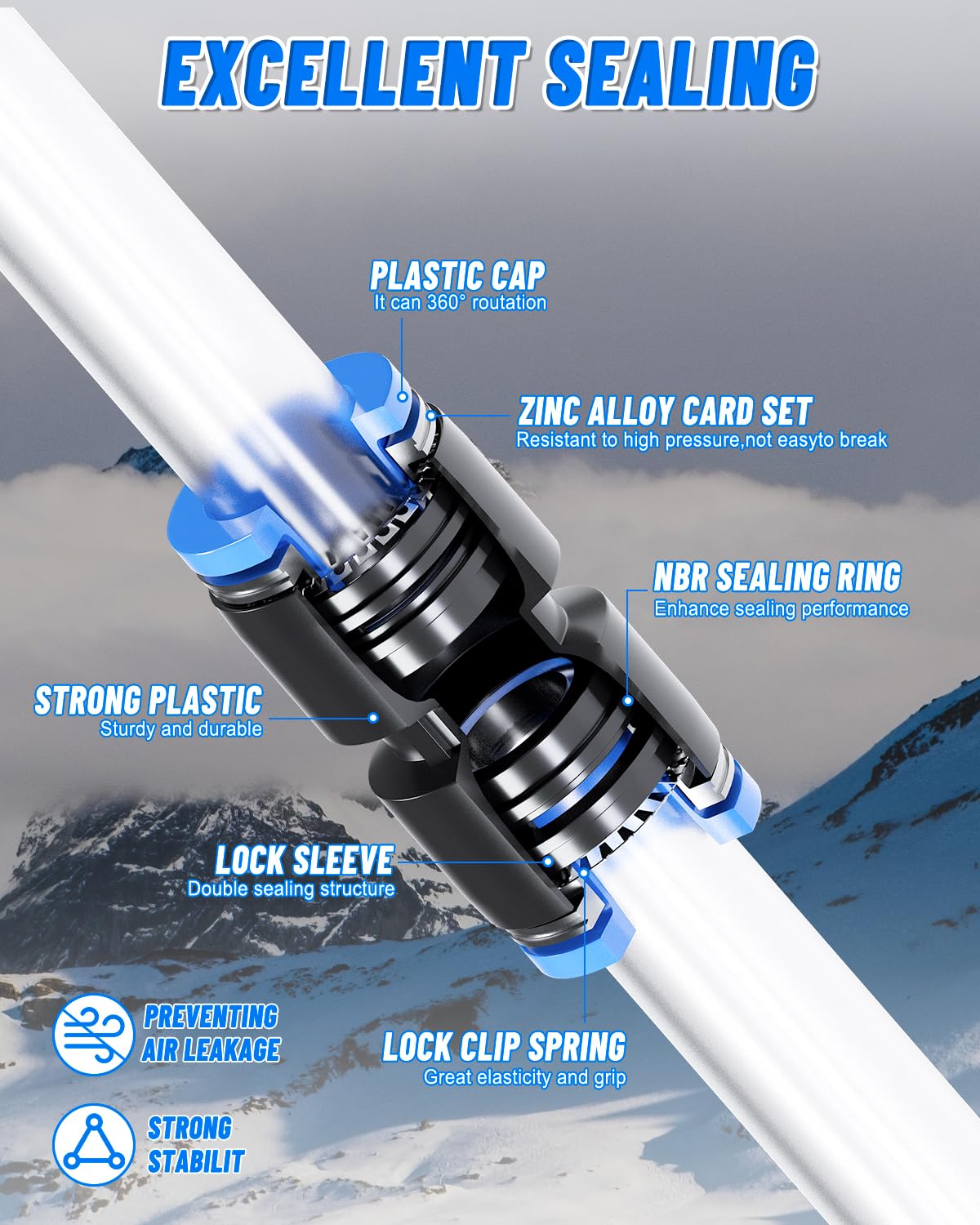 AKSCYZM 116 Piece Quick Connect Air Hose Fitting Kit Includes Push to ...