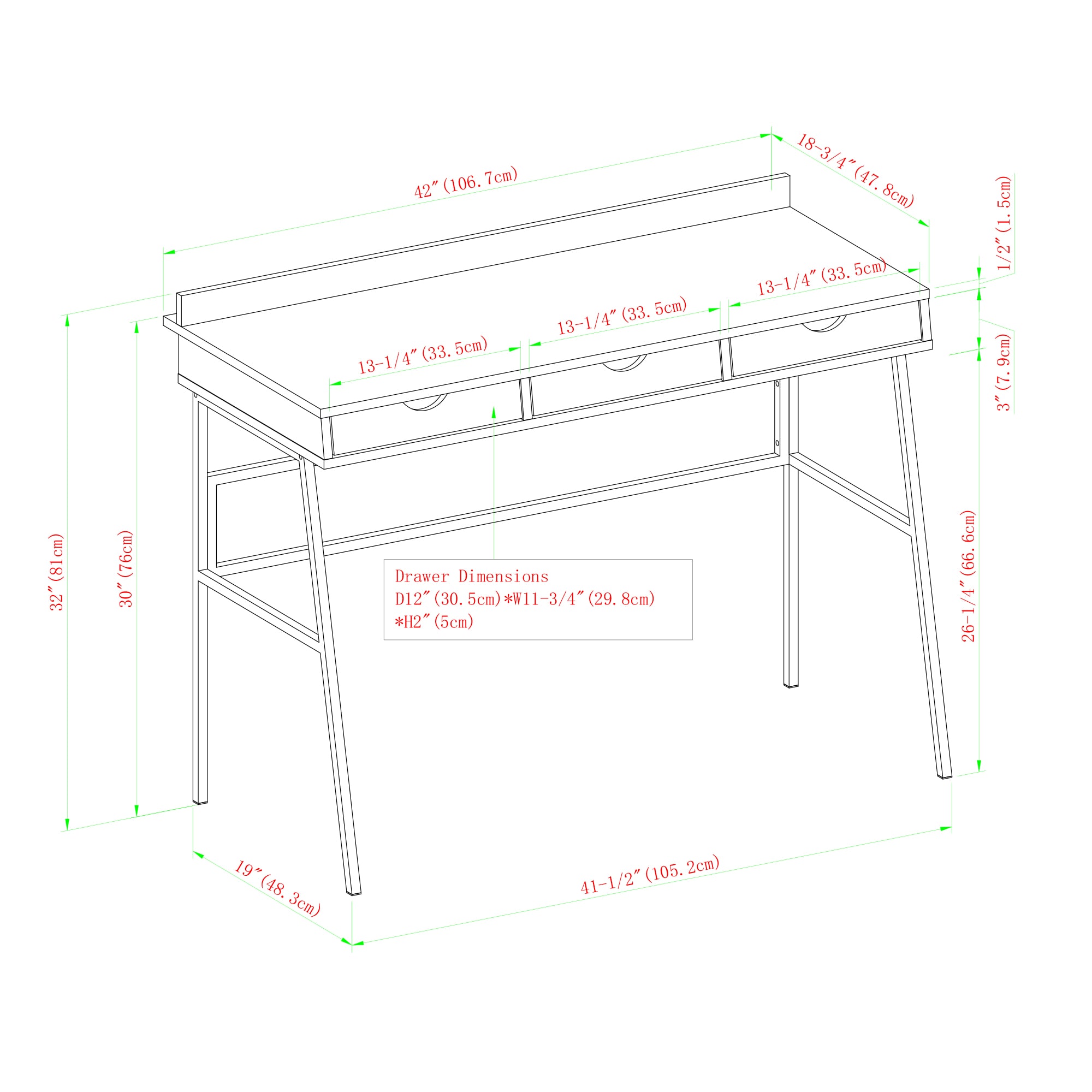 Walker Edison LW42MAR3DGW desks - View #10
