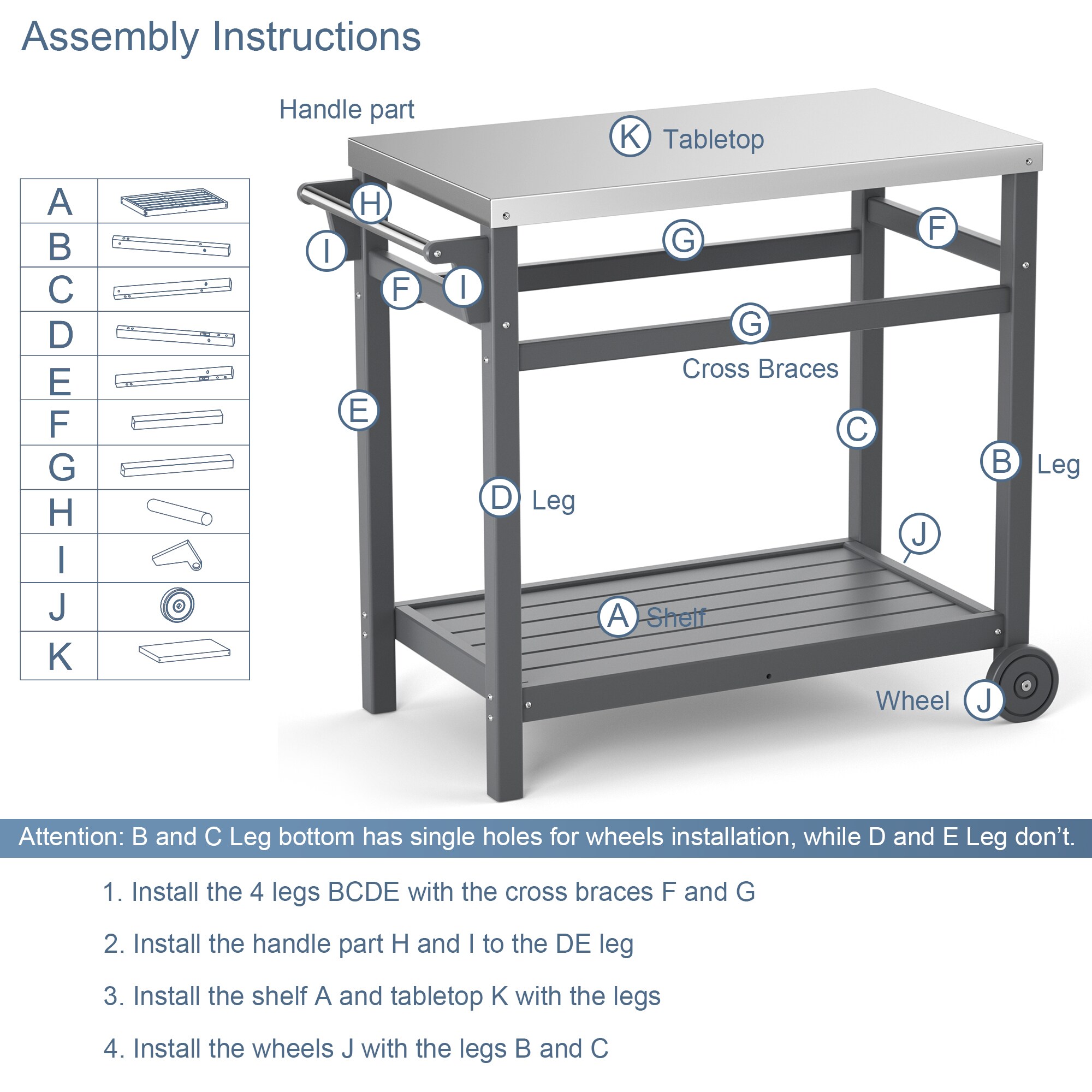 Poly furniture KC-SS01-GY Grill-Carts-Grill-Stands - View #7