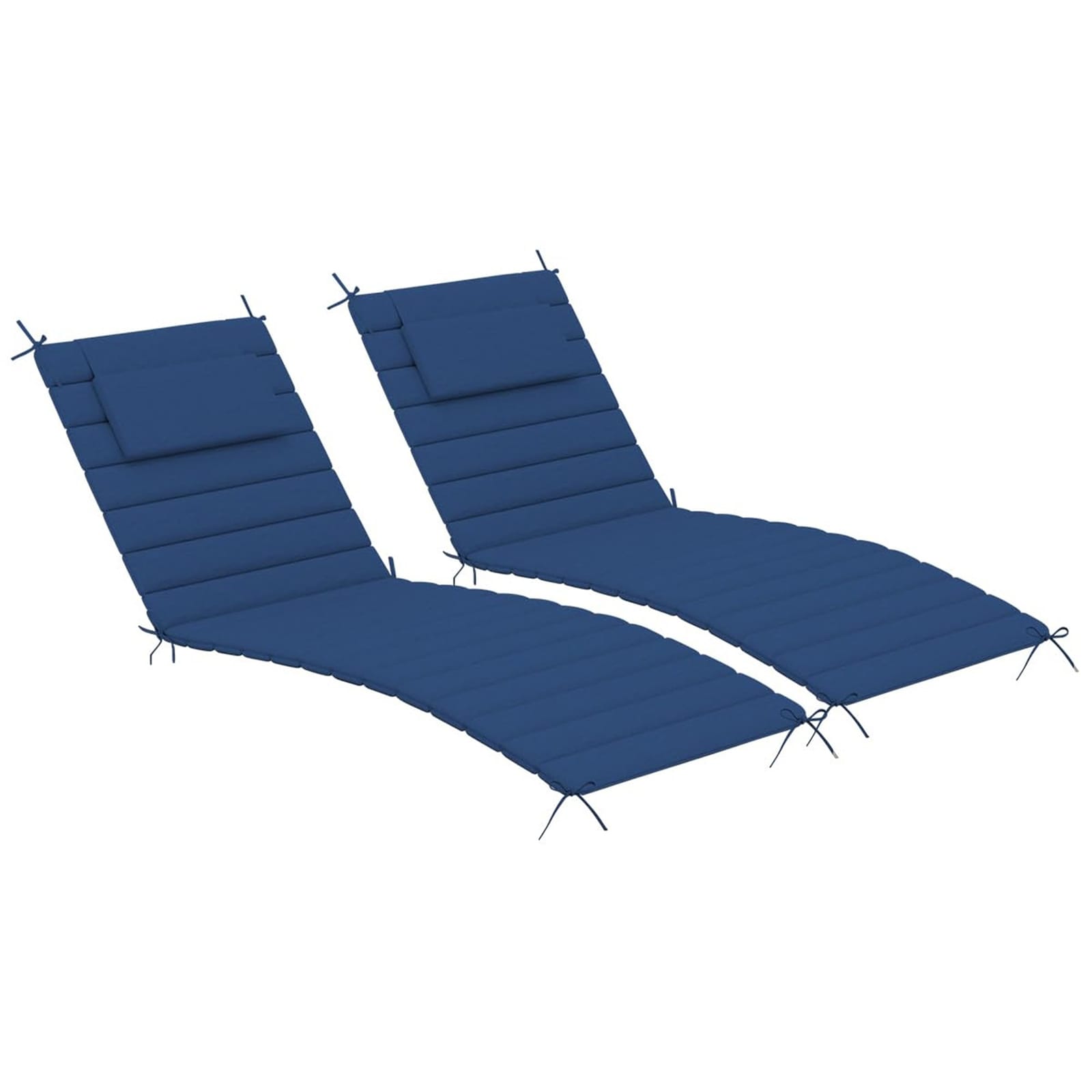 Afoxsos Set of 4 Outdoor Olefin Quilted Lounge Chair Cushions 72 x 21 Inch Foldable Water Resistant Chaise Pads with Adjustable Straps Dark Blue