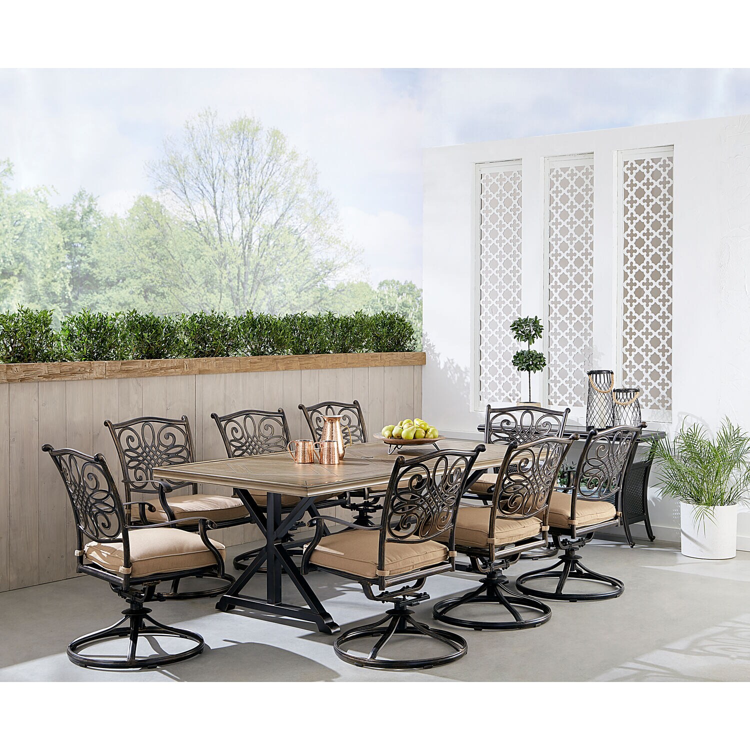 Hanover TRADDN9PTFSW8-TAN Patio-Dining-Sets - View #2
