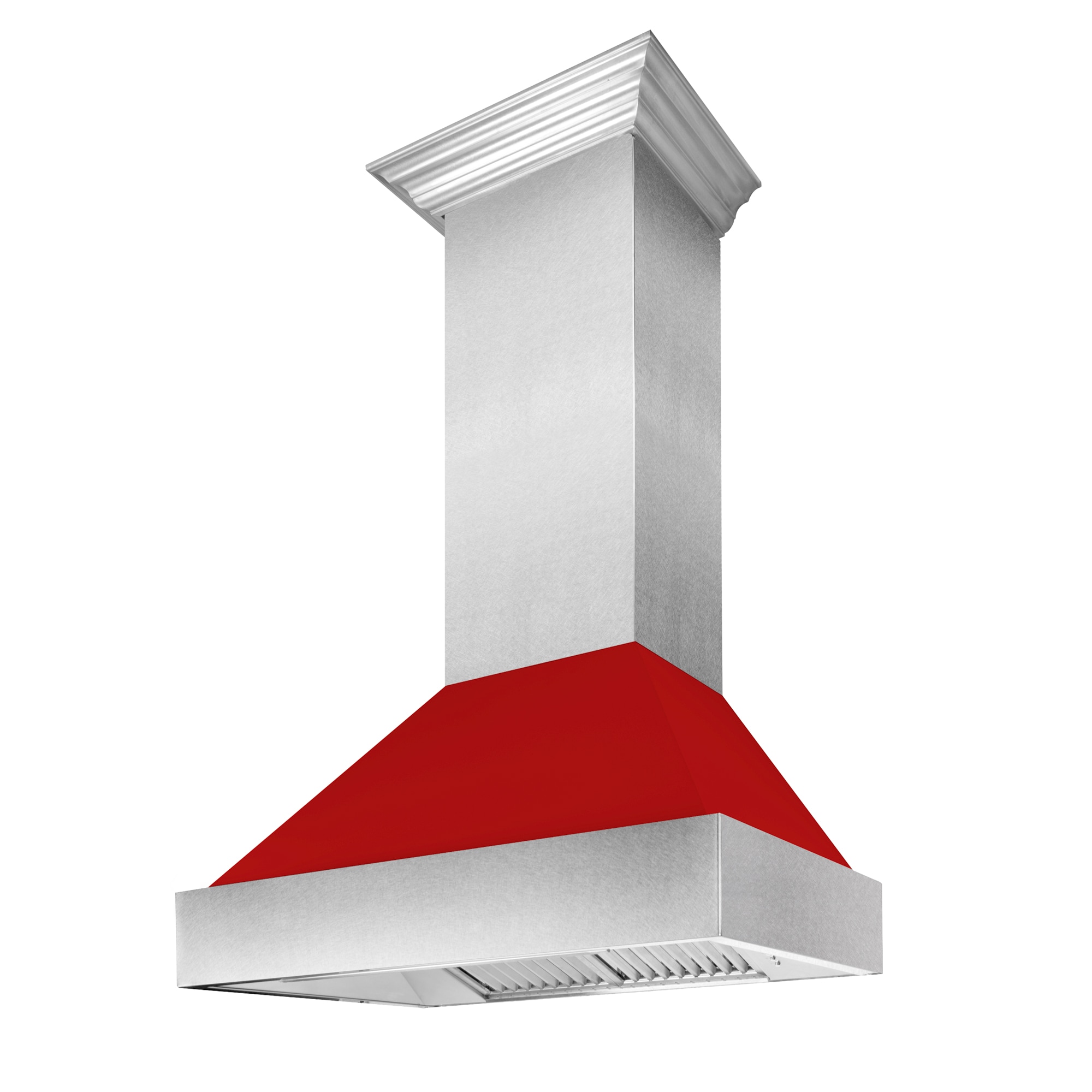 Wall Mount Range Hood 30-in 400-CFM Ducted Durasnow Stainless Steel with Red Matte Shell Wall-Mounted Range Hood | - ZLINE KITCHEN & BATH 8654RM-30