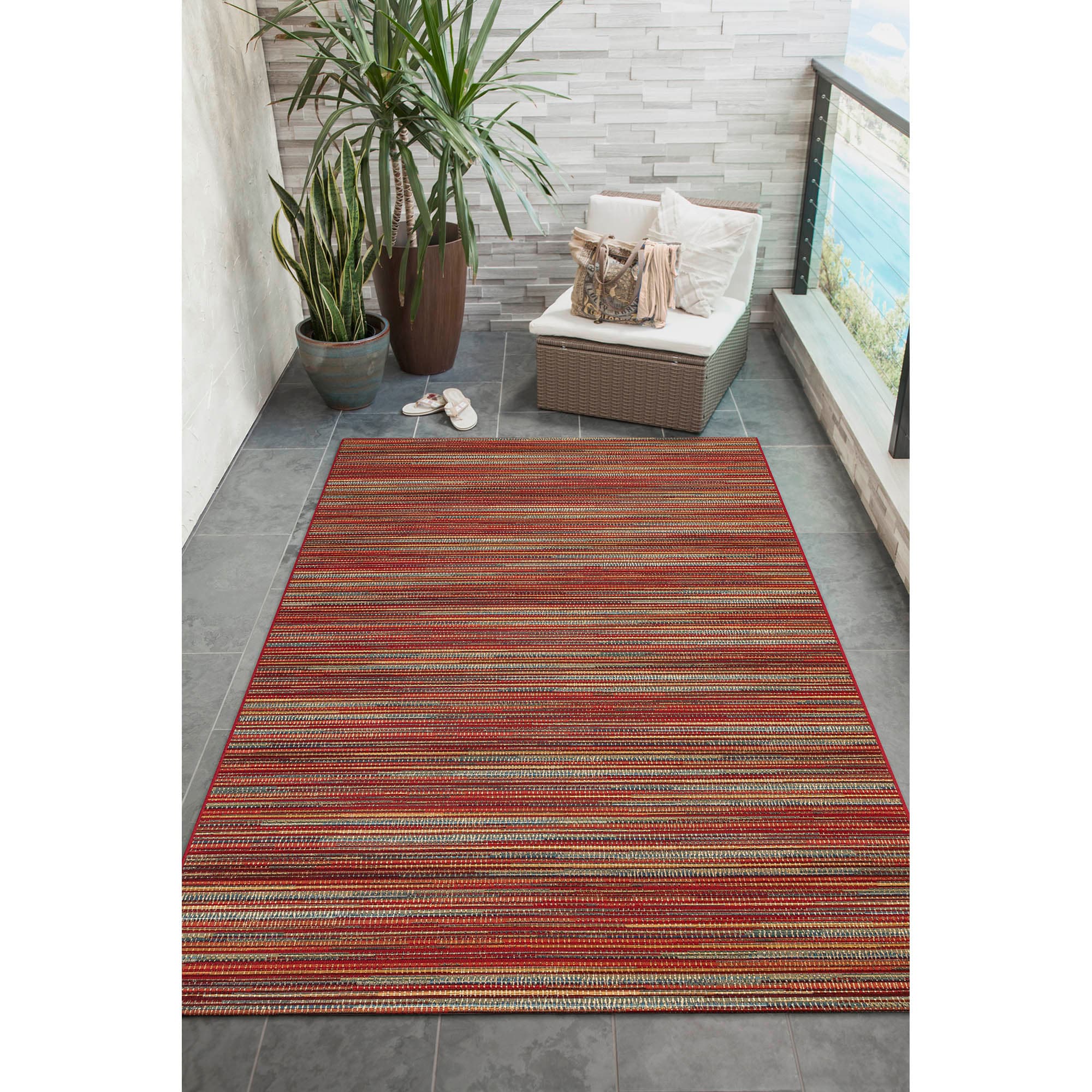 Liora Manne MNA69805217 Marina 6 x 9 (ft) Polypropylene Saffron Rectangular Indoor/Outdoor Stripe Area rug