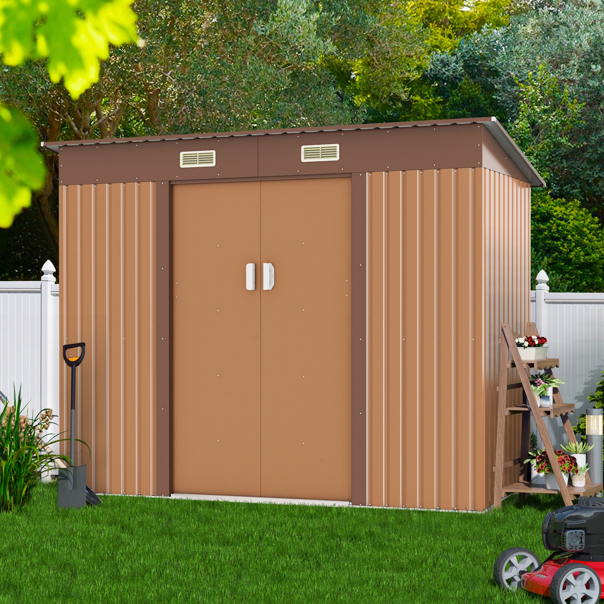 Jaxpety 9-ft x 4-ft SKY Galvanized Steel Storage Shed in the Metal ...