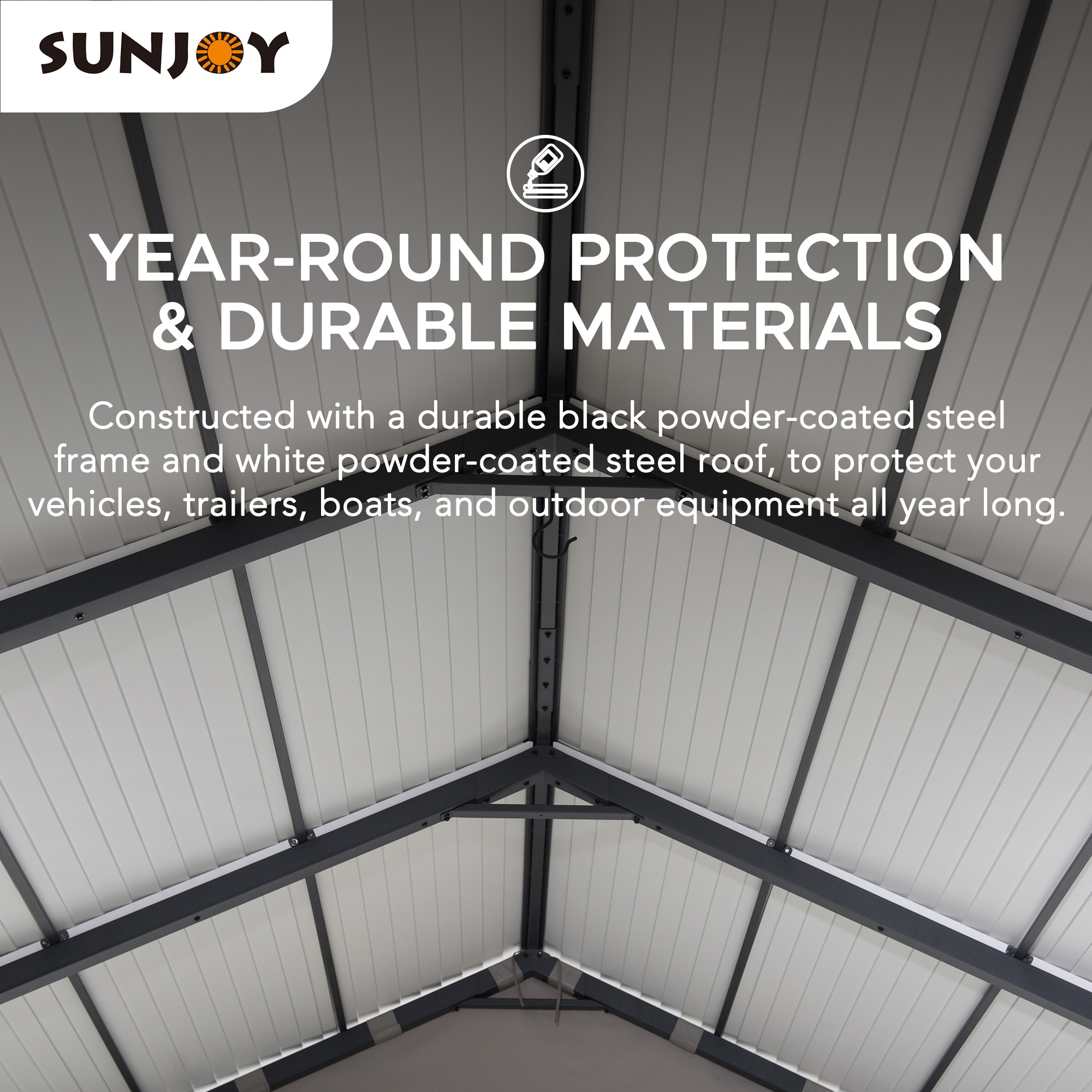 12' x 20' White Portable Carport Kit with Fabric Enclosure