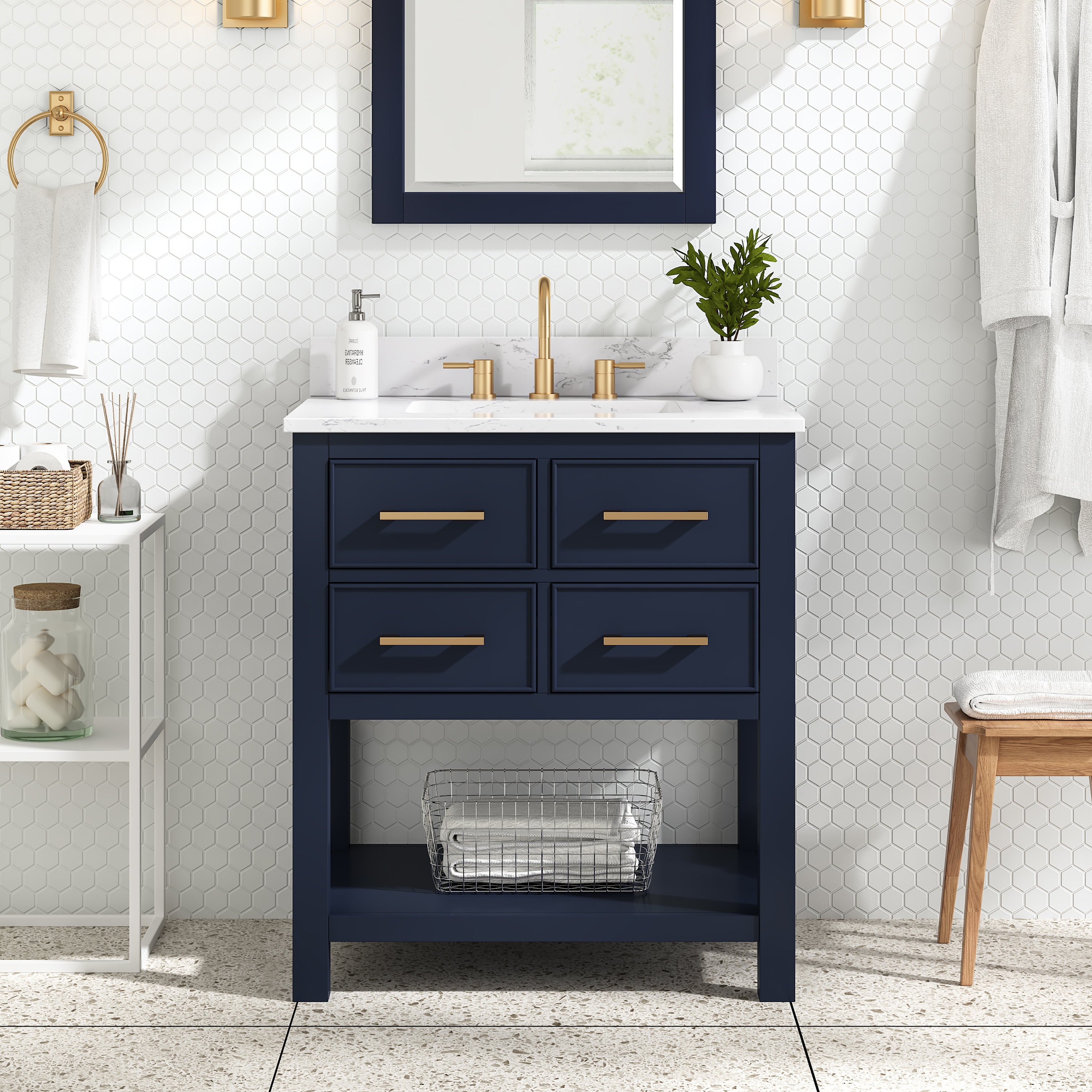 Avanity 31-in Navy Blue Undermount Single Sink Bathroom Vanity with ...