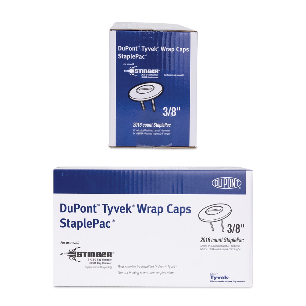 Tyvek 3/8-in Leg x 3/8-in Narrow Crown Blue 21-Gauge Collated Cap Staples  (2016-Per Box) in the Staples department at
