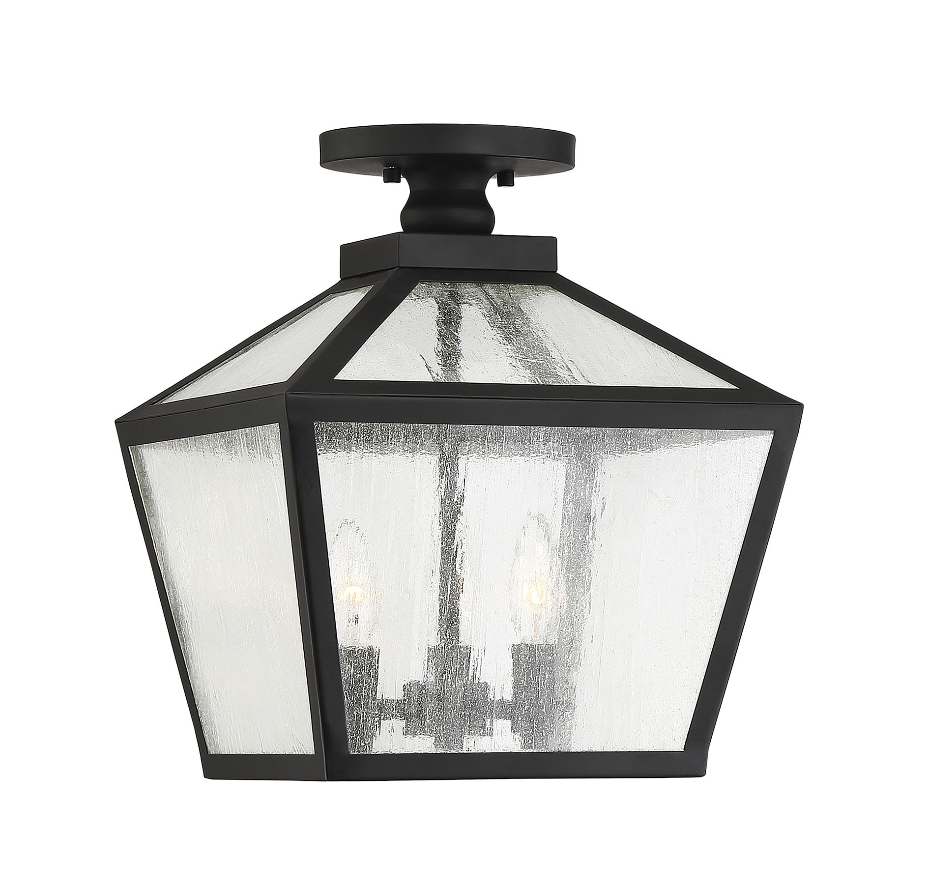 Savoy House 5-105-BK Woodstock 3-Light Outdoor Ceiling Light in Black 3 -Light 12-in Matte Black Indoor/Outdoor Flush Mount Light